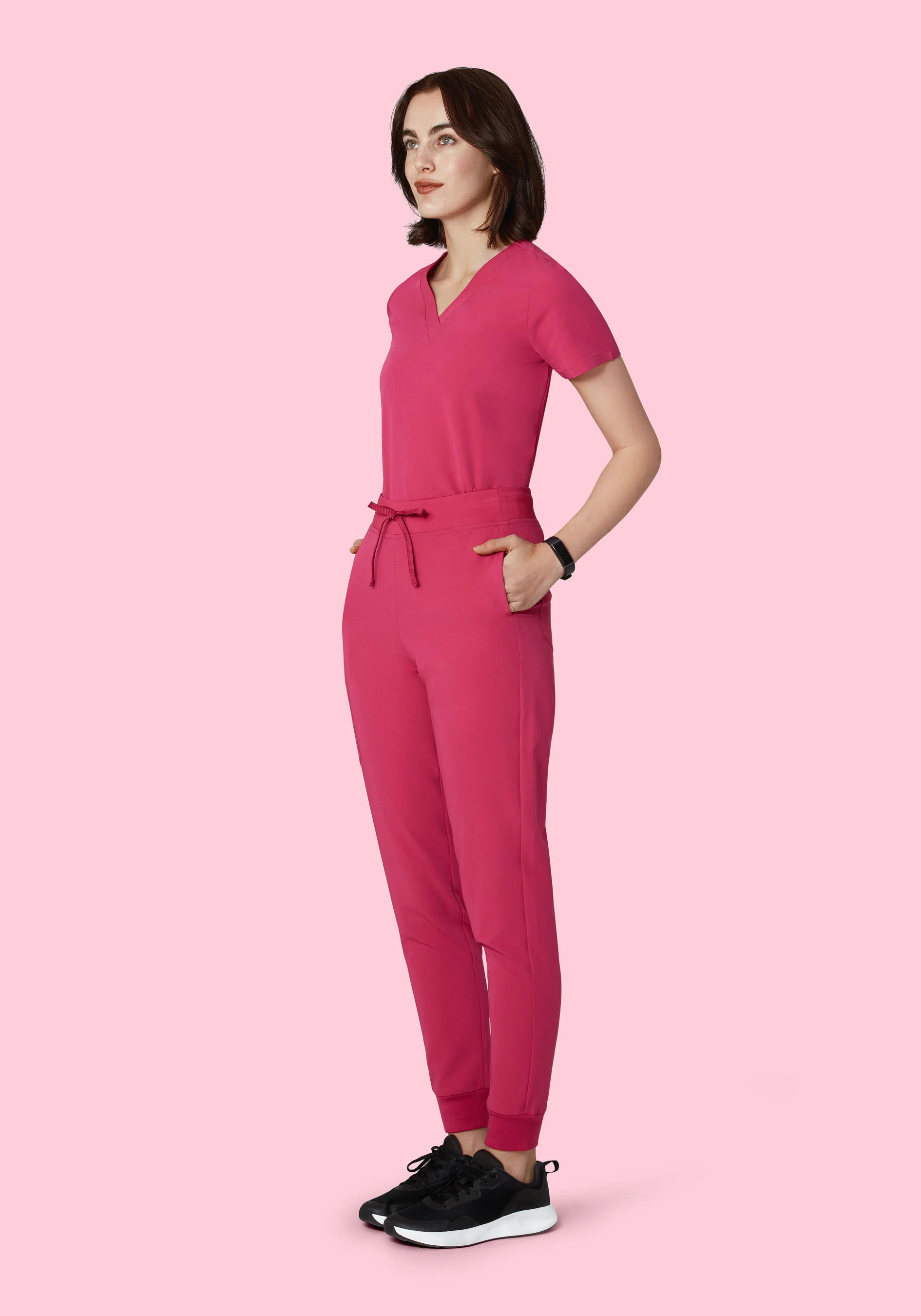 High Waisted Joggers Deep Magenta - Image 4