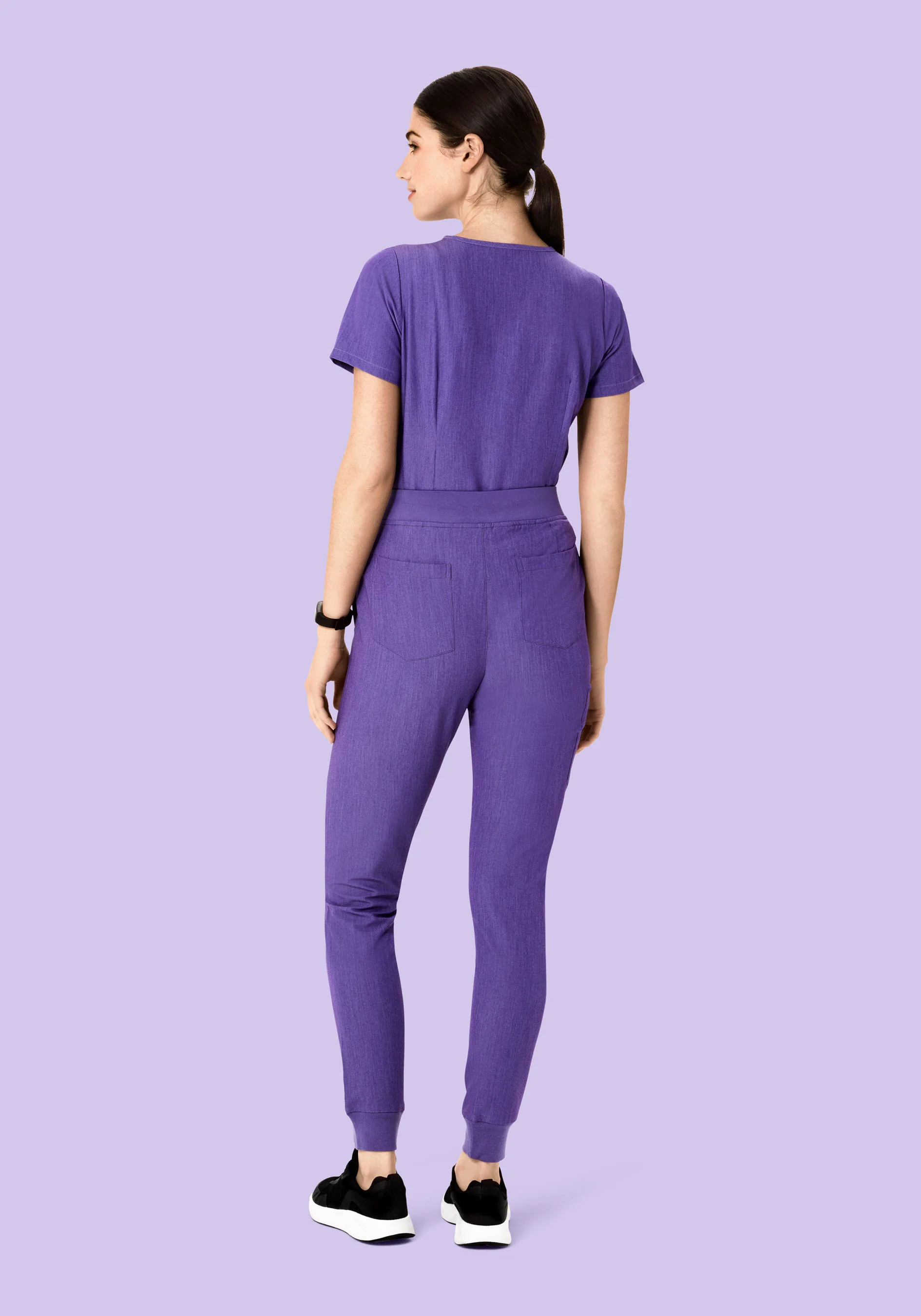 High Waisted Joggers Heather Grape - Image 5