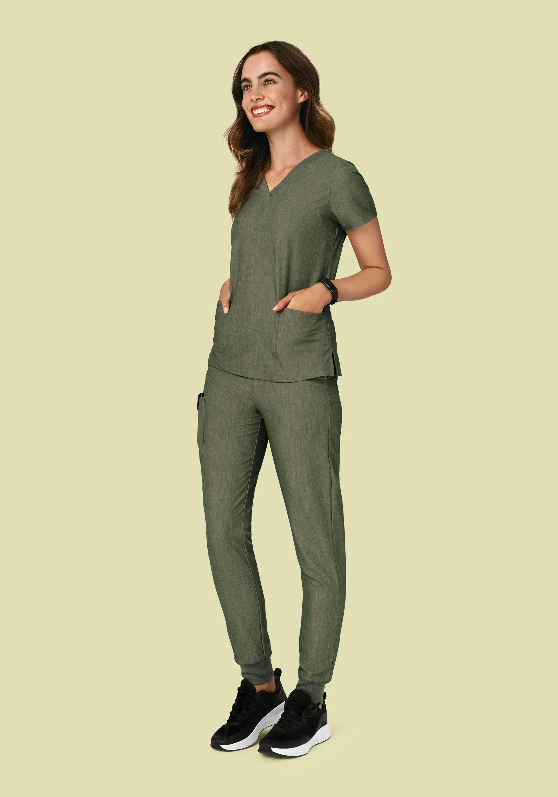 High Waisted Joggers Heather Olive - Image 3