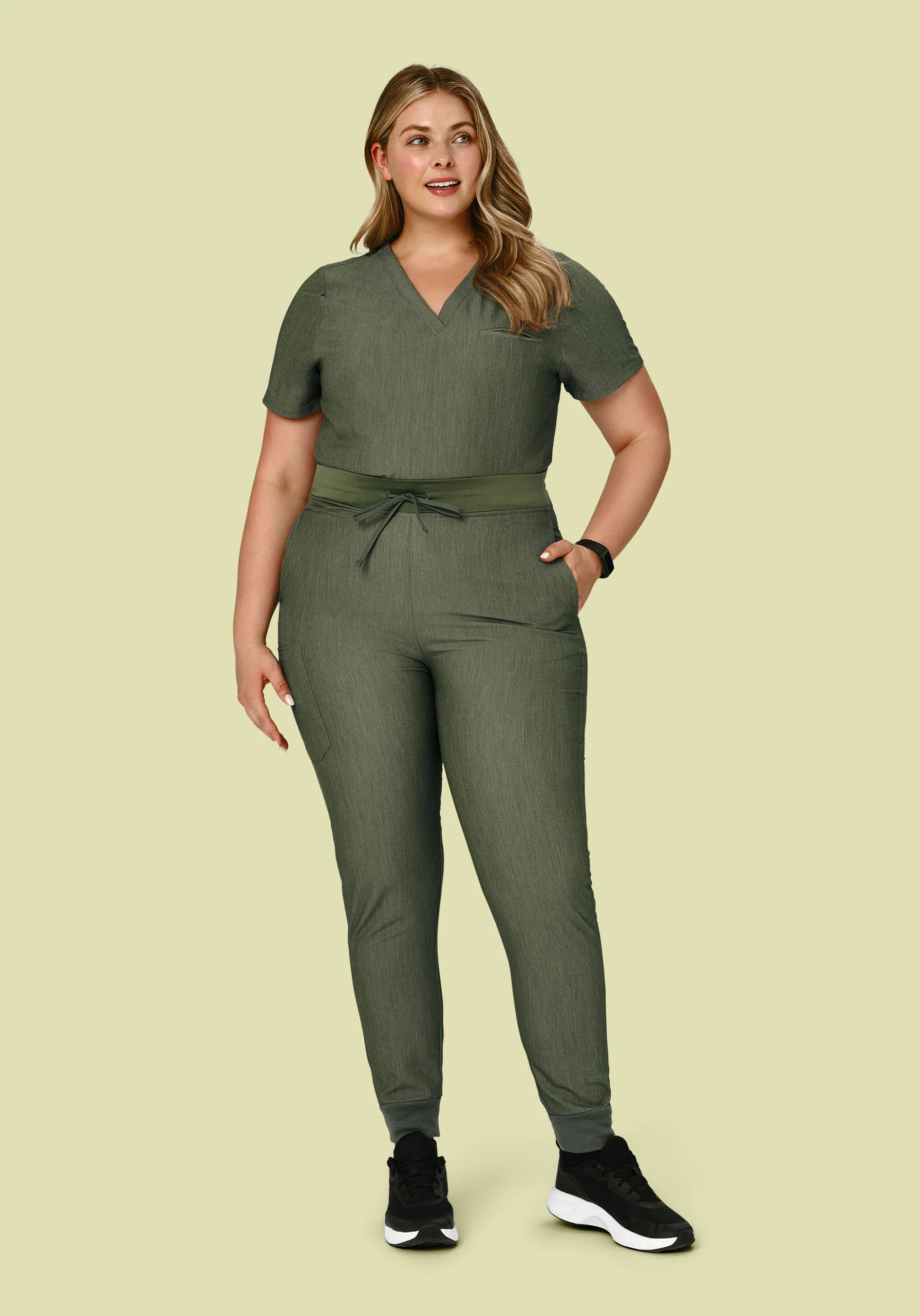 High Waisted Joggers Heather Olive - Image 5