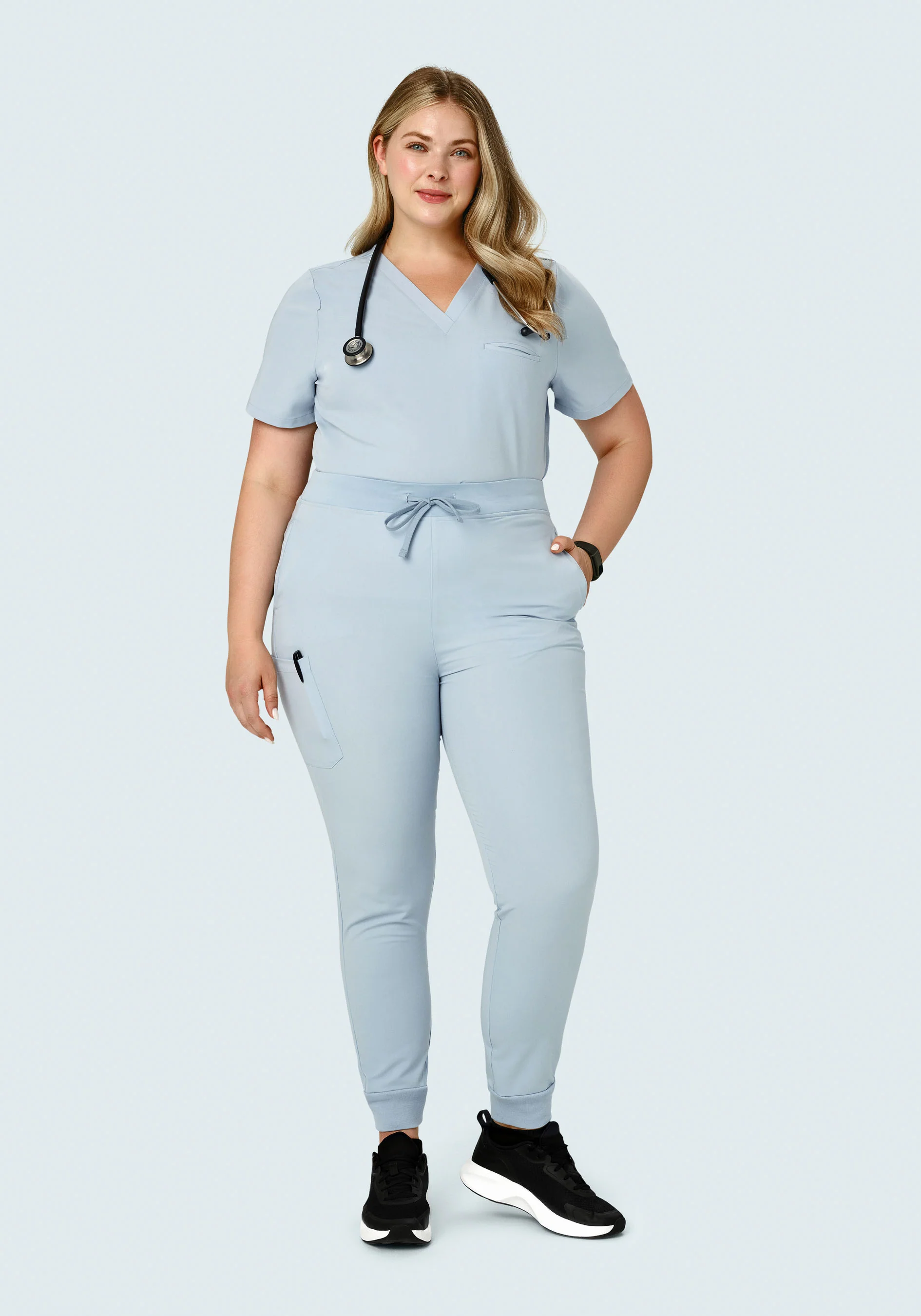 High Waisted Joggers Powder Blue - Image 10