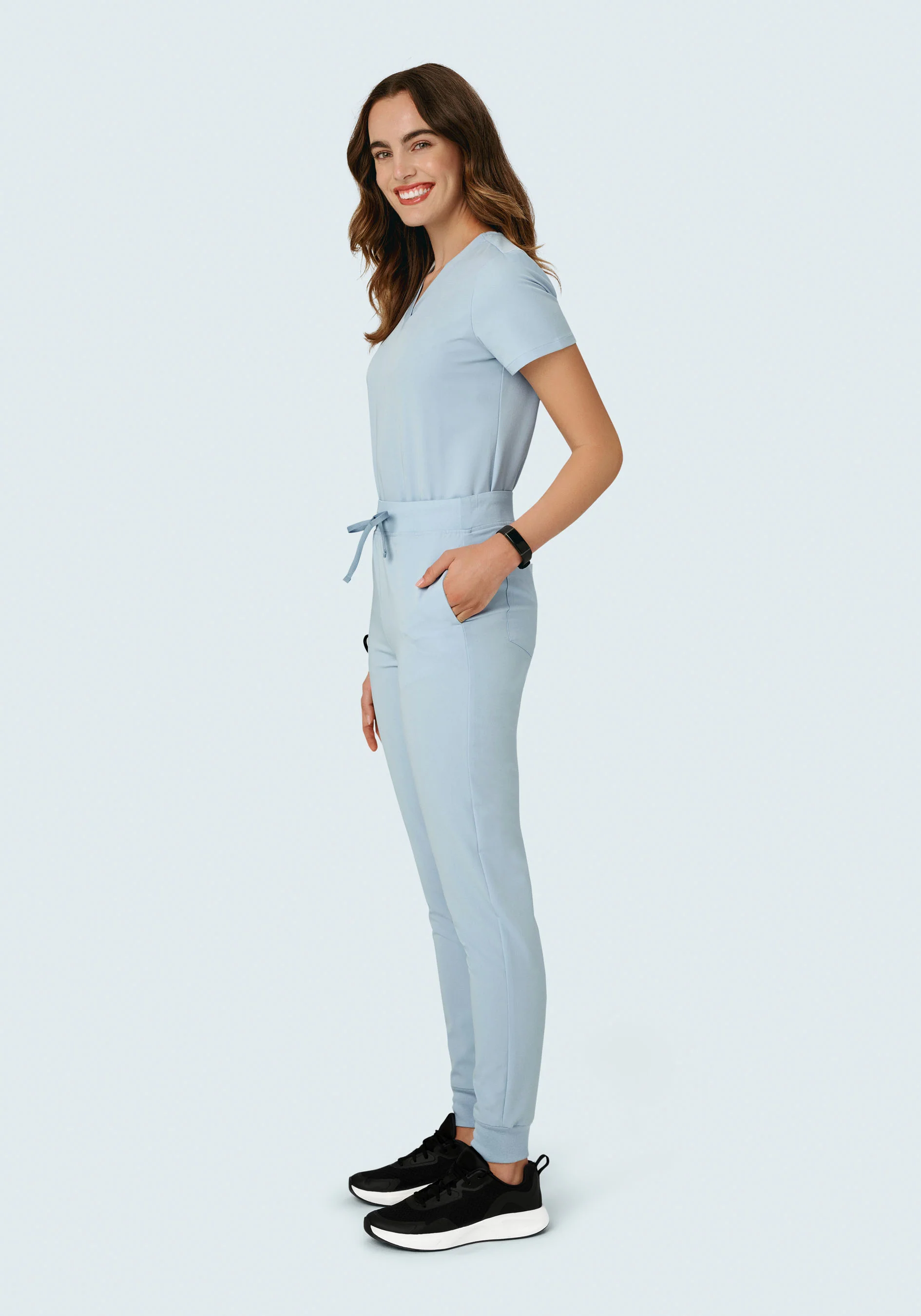 High Waisted Joggers Powder Blue - Image 11