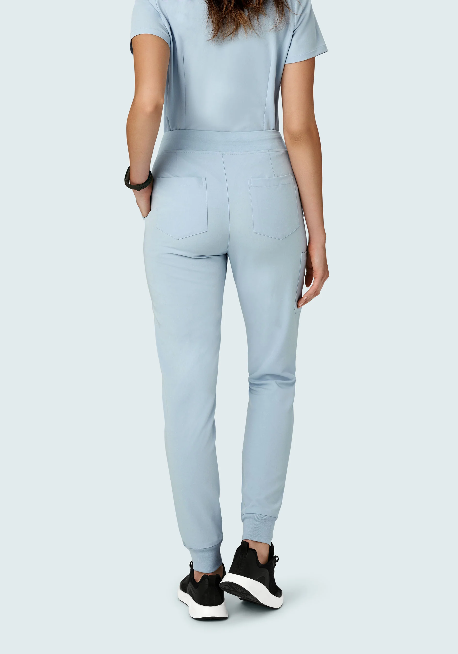 High Waisted Joggers Powder Blue - Image 5