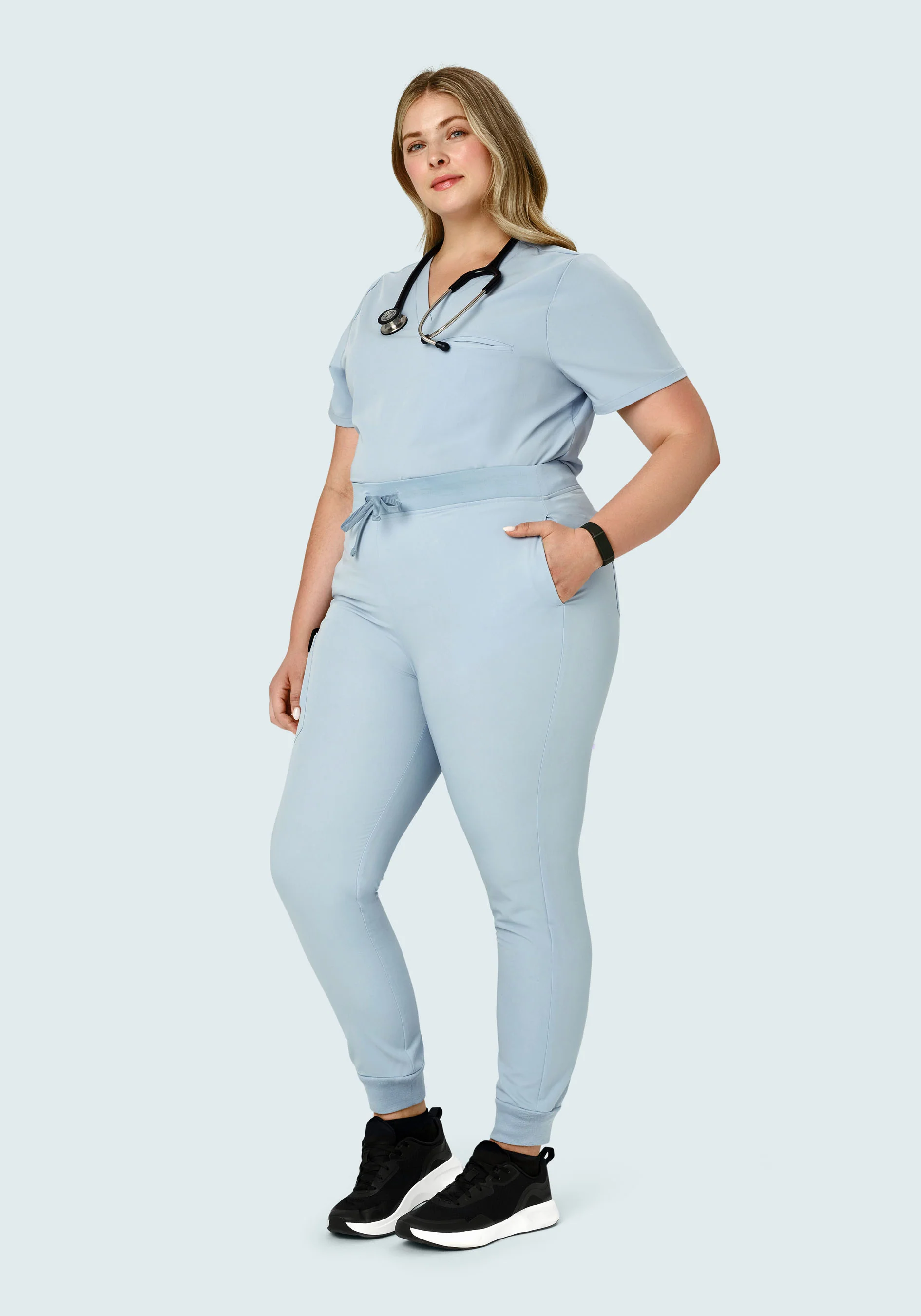 High Waisted Joggers Powder Blue - Image 6