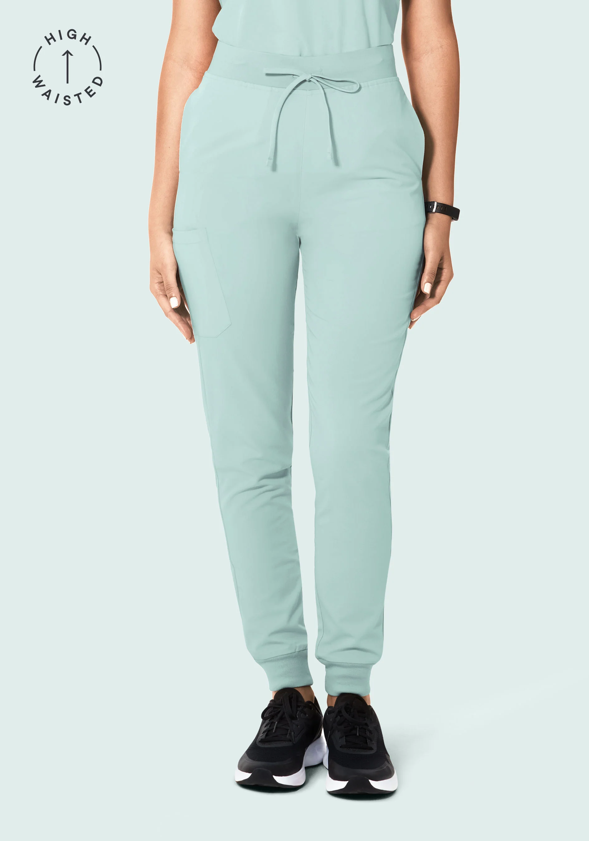 High Waisted Joggers Sterling Blue