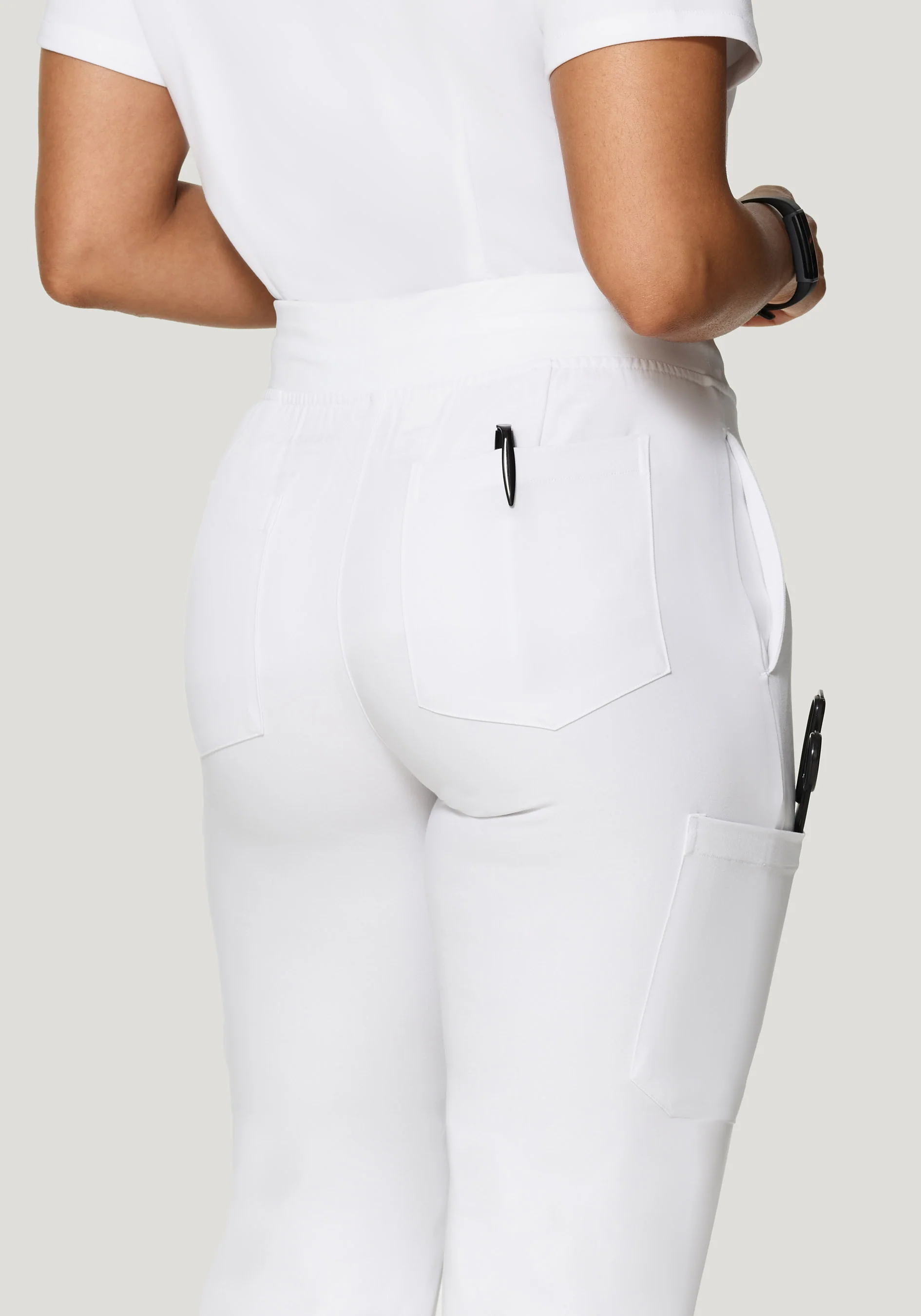 High Waisted Joggers White - Image 4