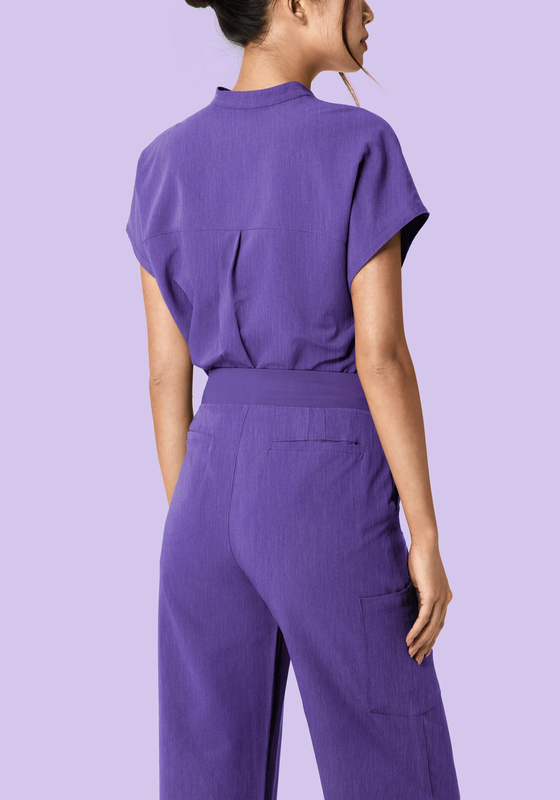 High Waisted Wide Leg Heather Grape - Image 4
