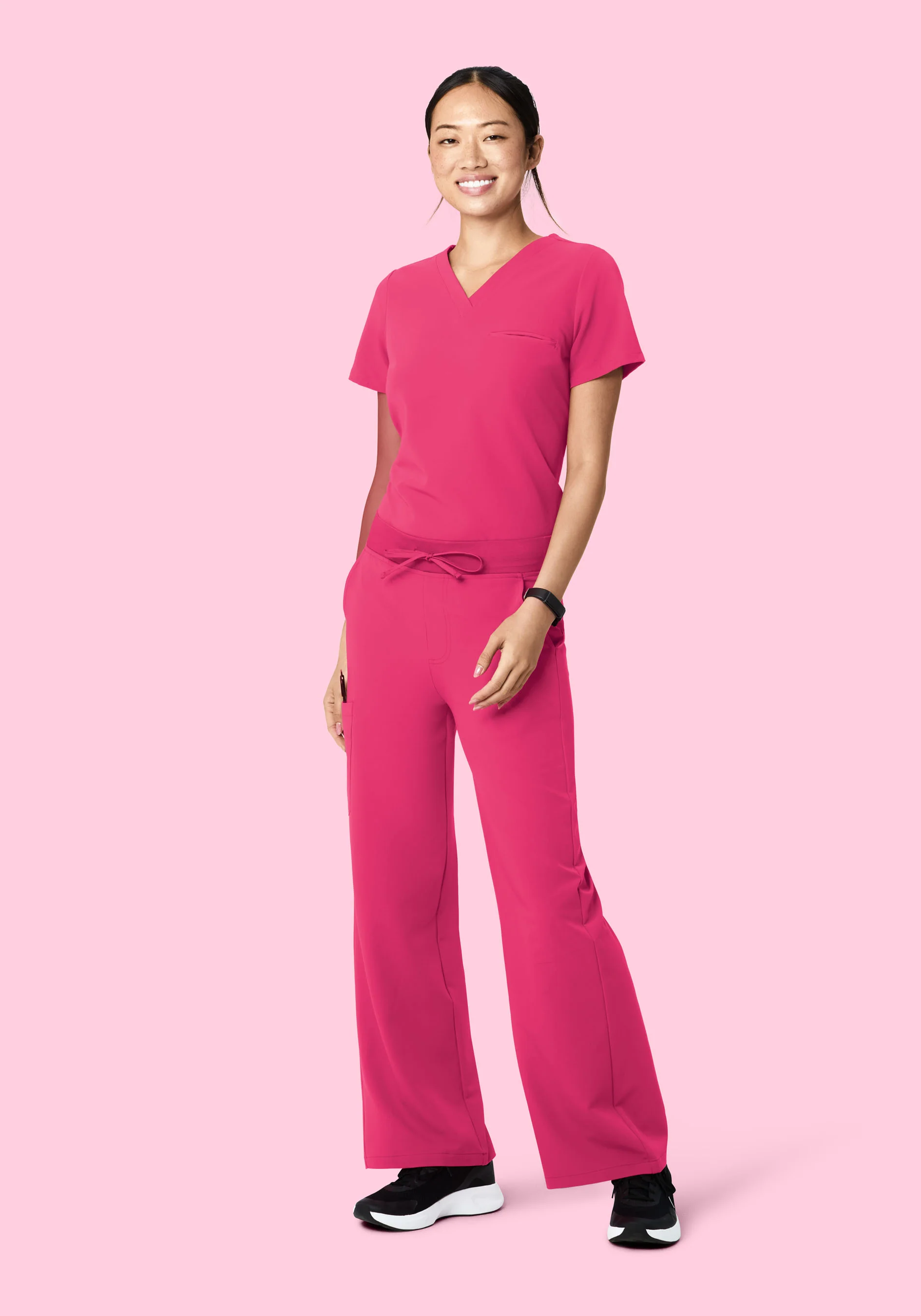 High Waisted Wide Leg Hot Pink - Image 2