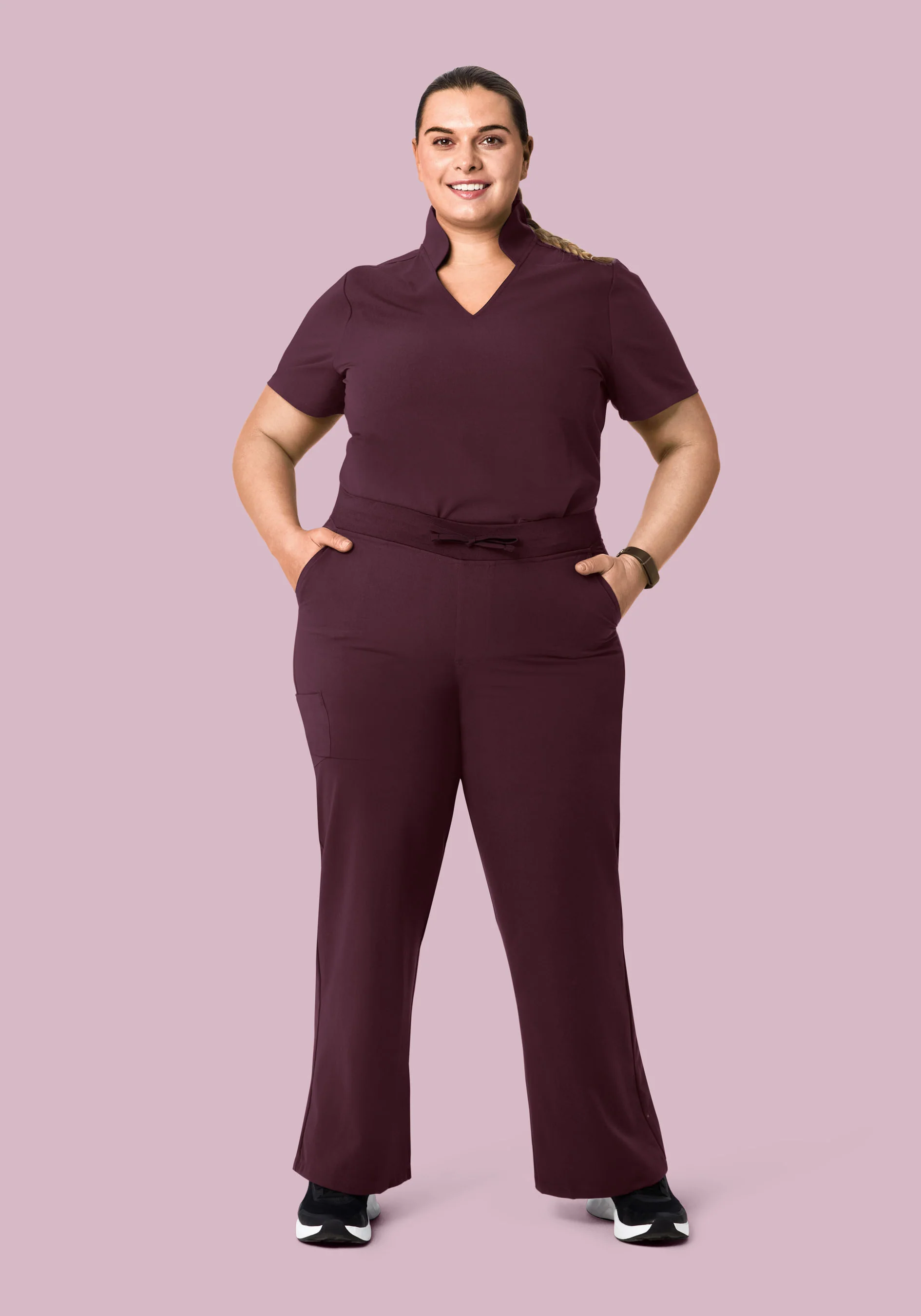 High Waisted Wide Leg Merlot - Image 5