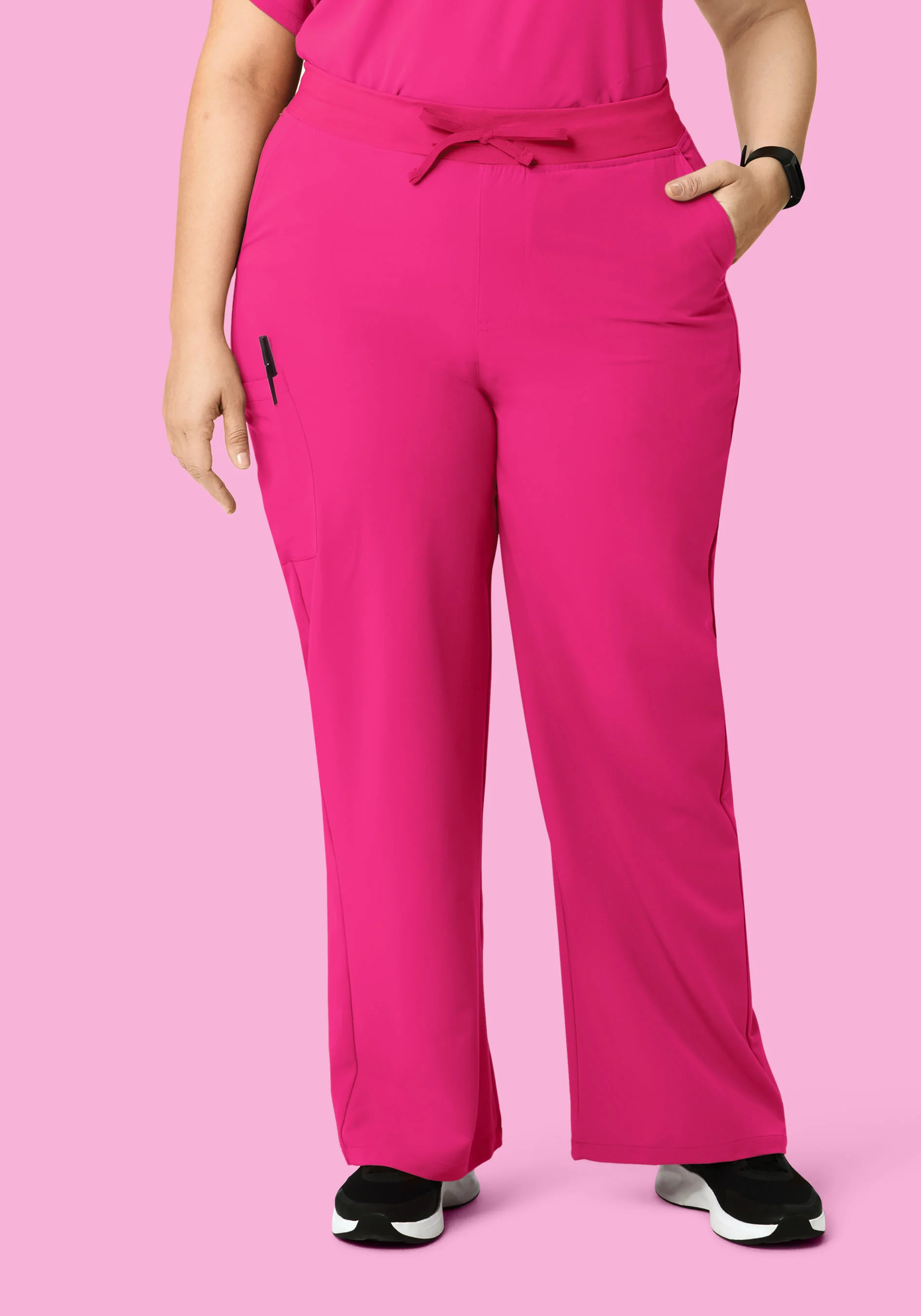 High Waisted Wide Leg Shocking Pink - Image 4