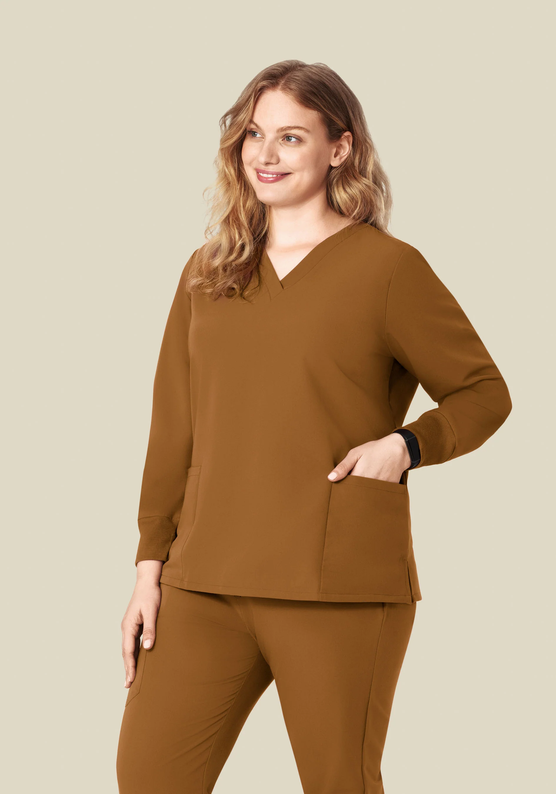 Long Sleeve 6 Pocket Top Camel - Image 11