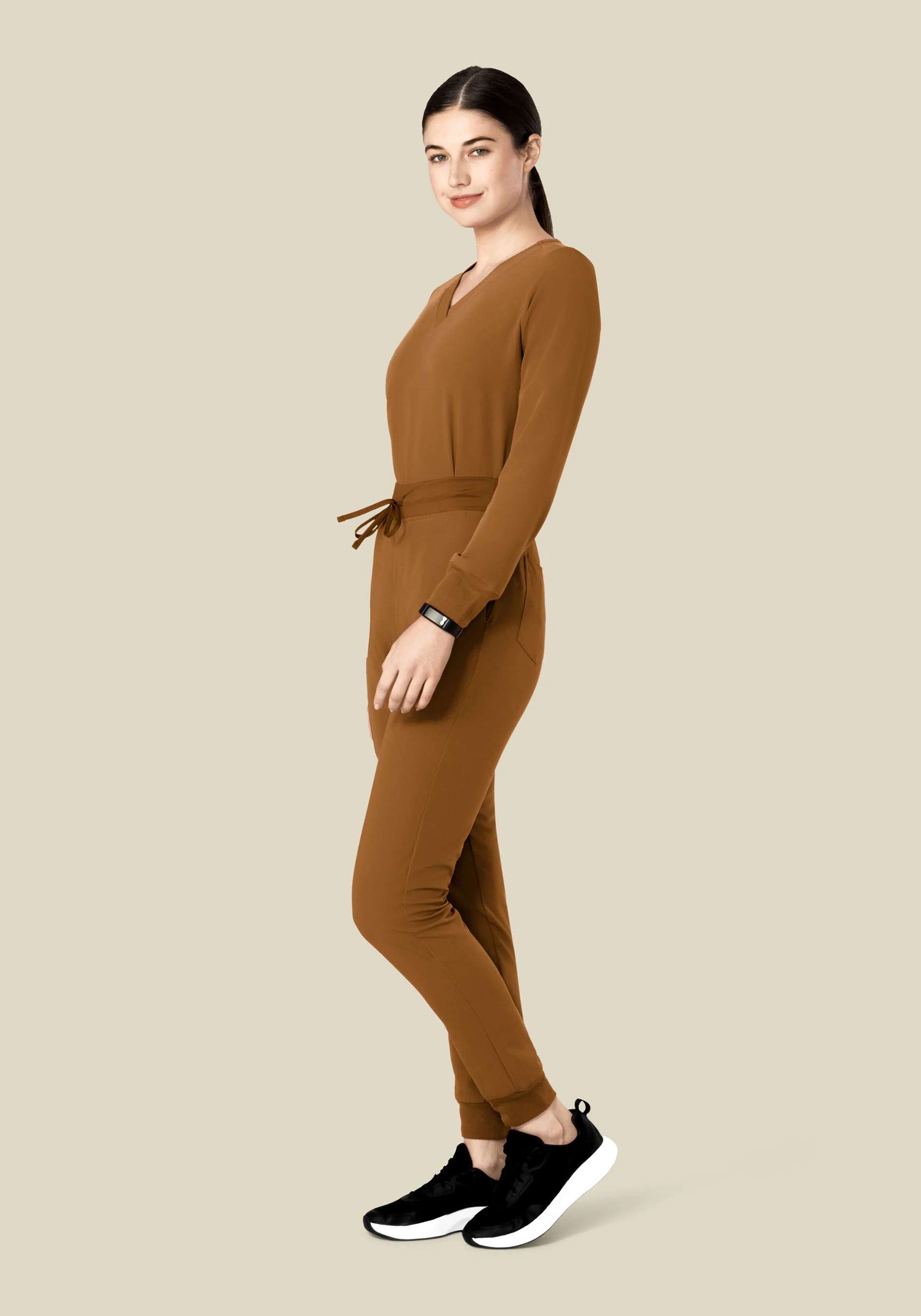 Long Sleeve 6 Pocket Top Camel - Image 3