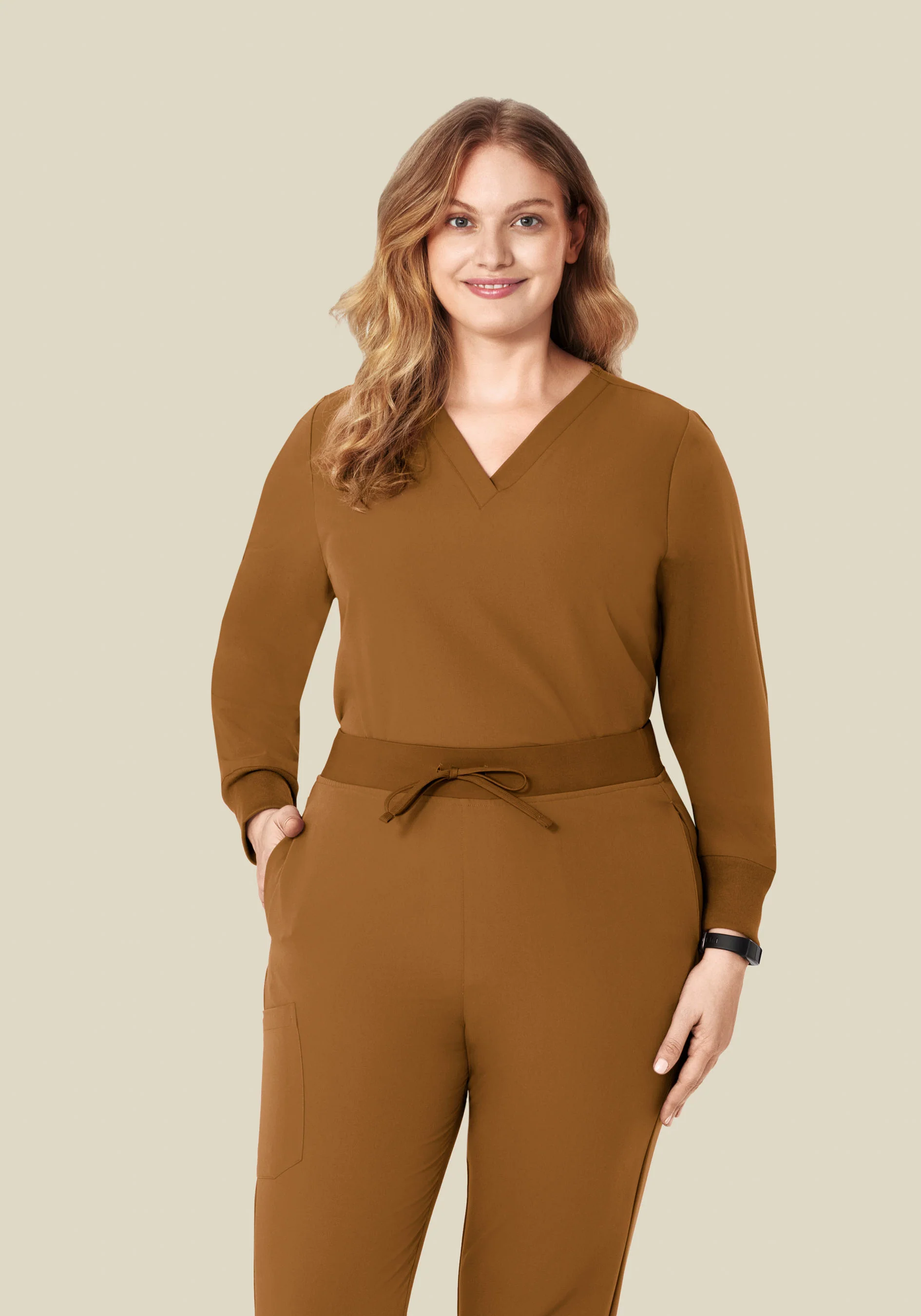 Long Sleeve 6 Pocket Top Camel - Image 7