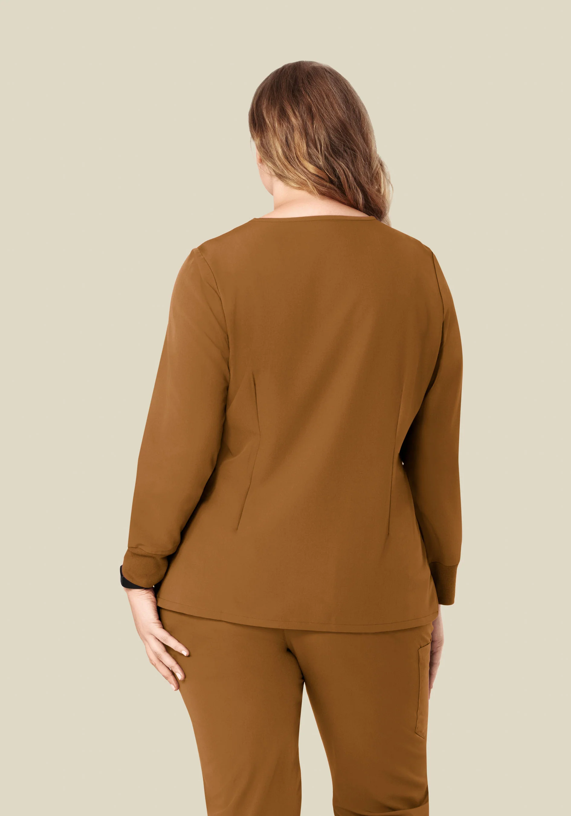 Long Sleeve 6 Pocket Top Camel - Image 9