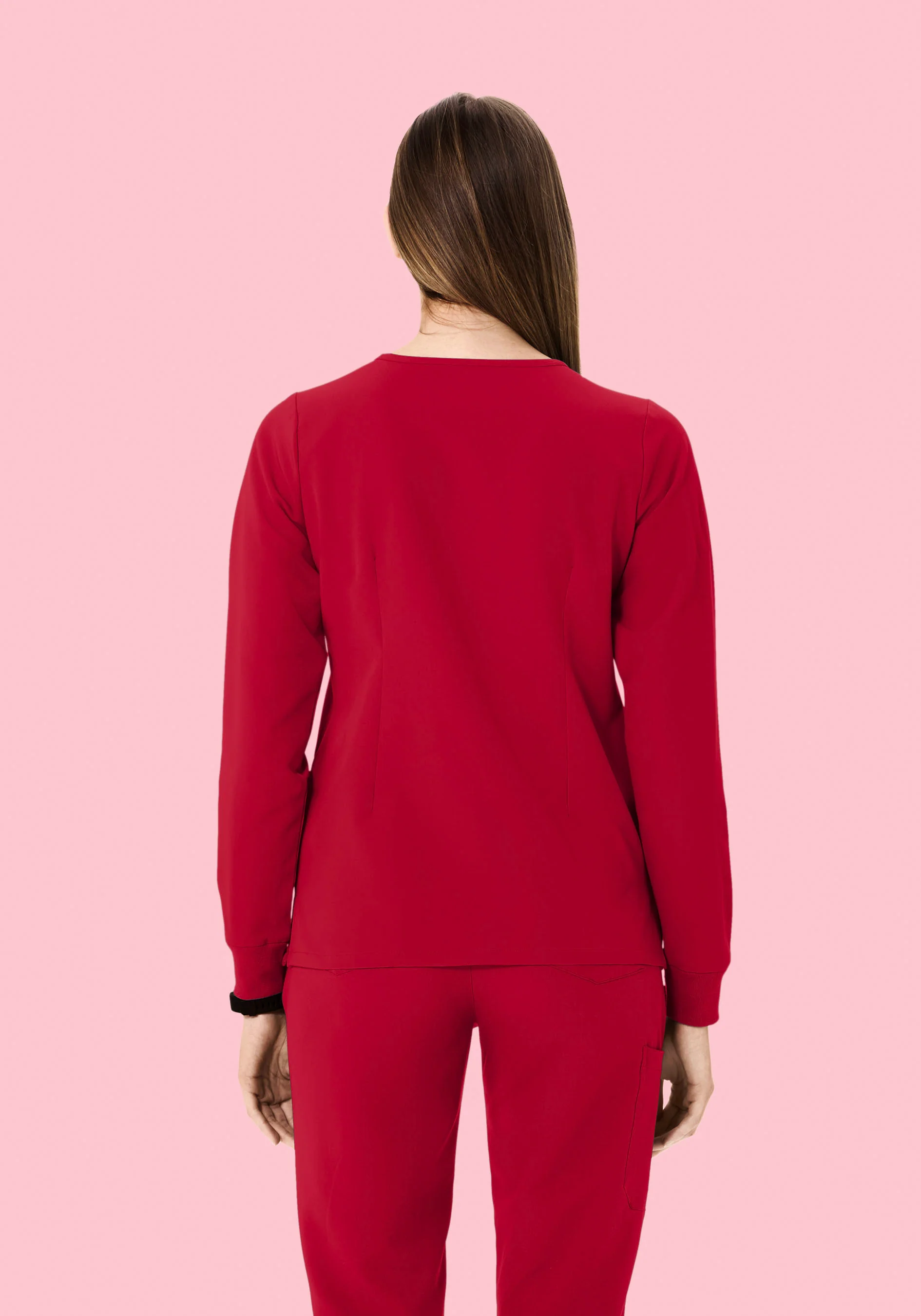 Long Sleeve 6 Pocket Top Crimson - Image 3