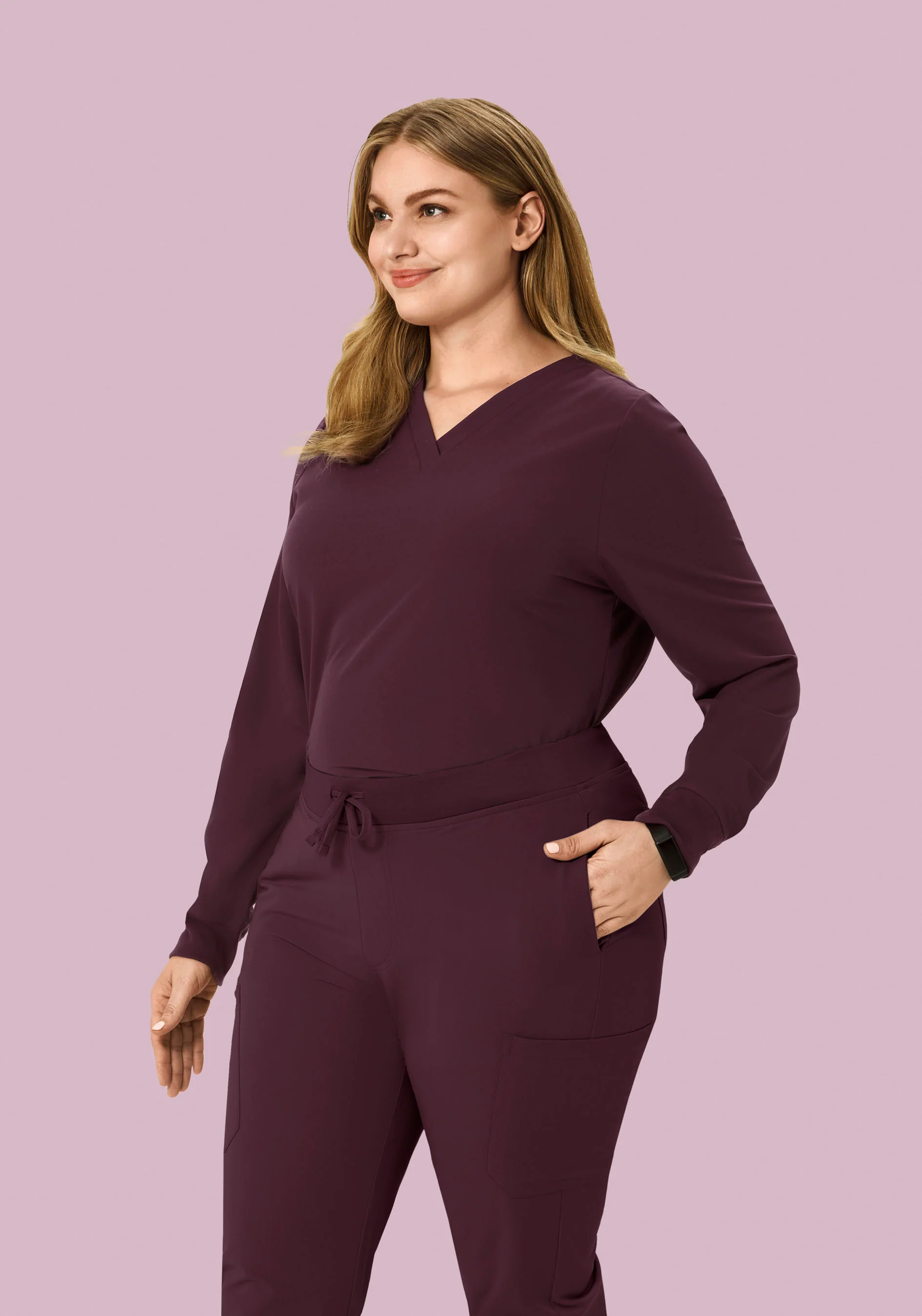 Long Sleeve 6 Pocket Top Merlot - Image 4