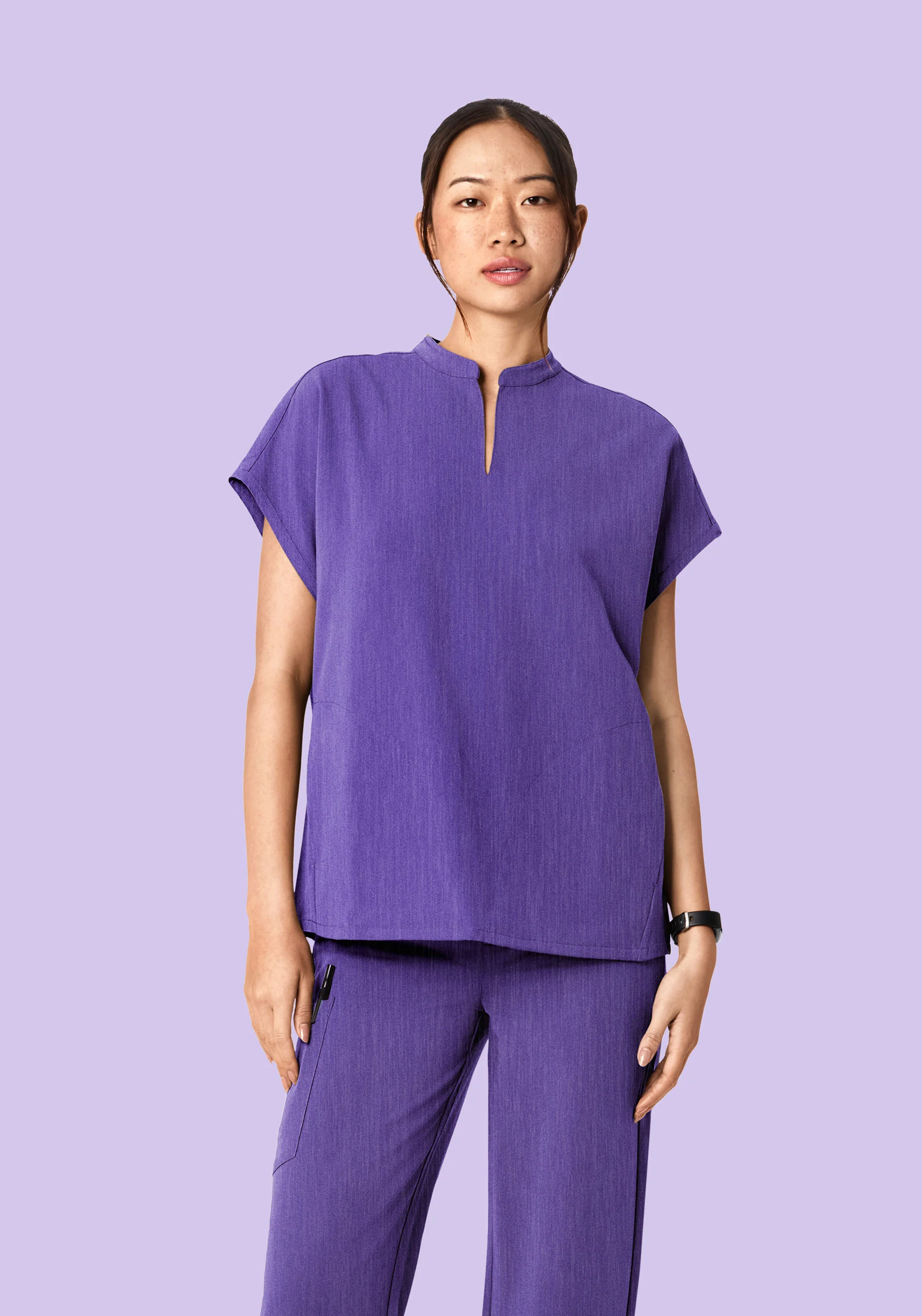 Mandarin Dolman Top Heather Grape