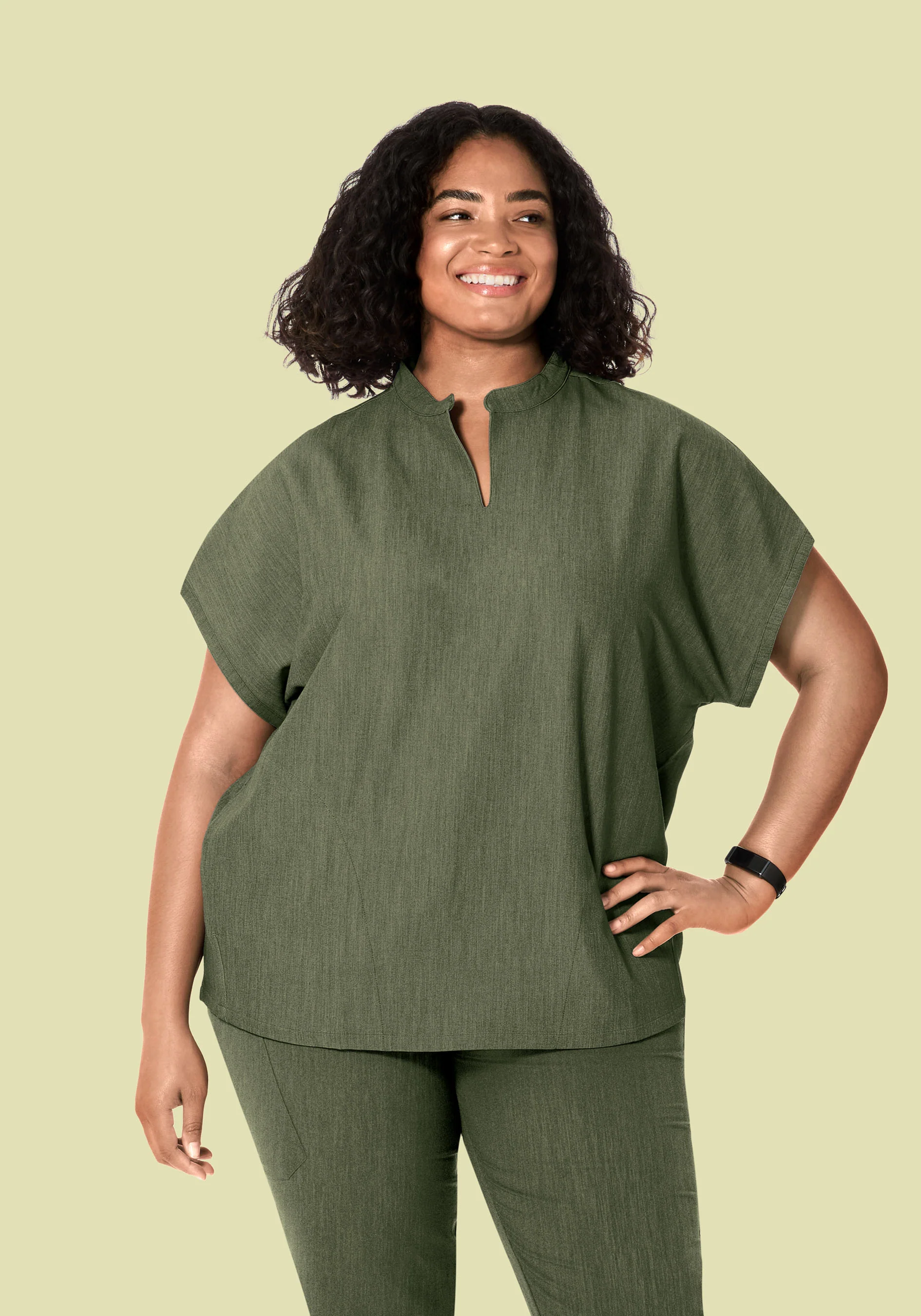 Mandarin Dolman Top Heather Olive - Image 2