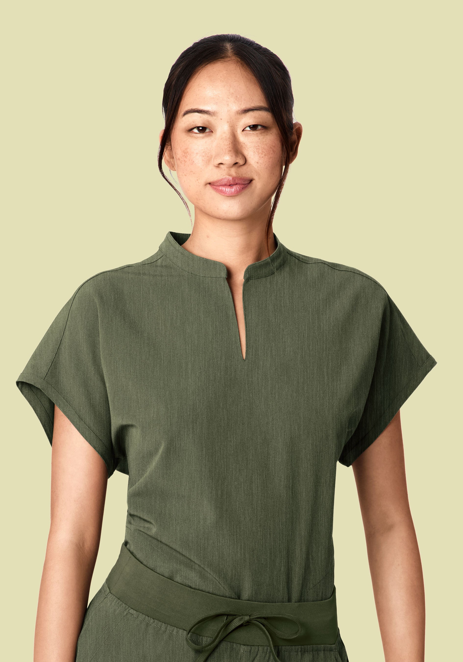 Mandarin Dolman Top Heather Olive - Image 3