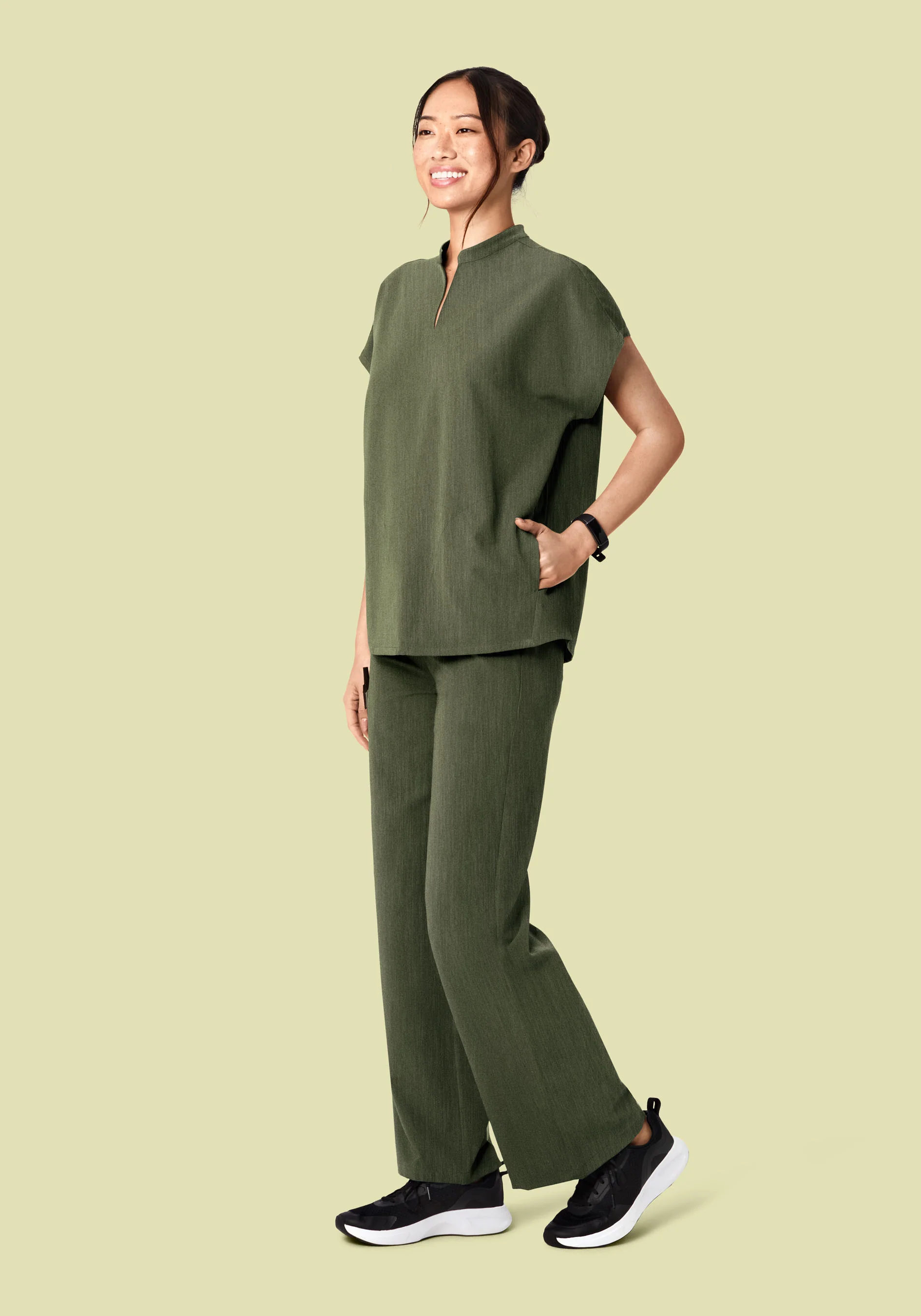 Mandarin Dolman Top Heather Olive - Image 9