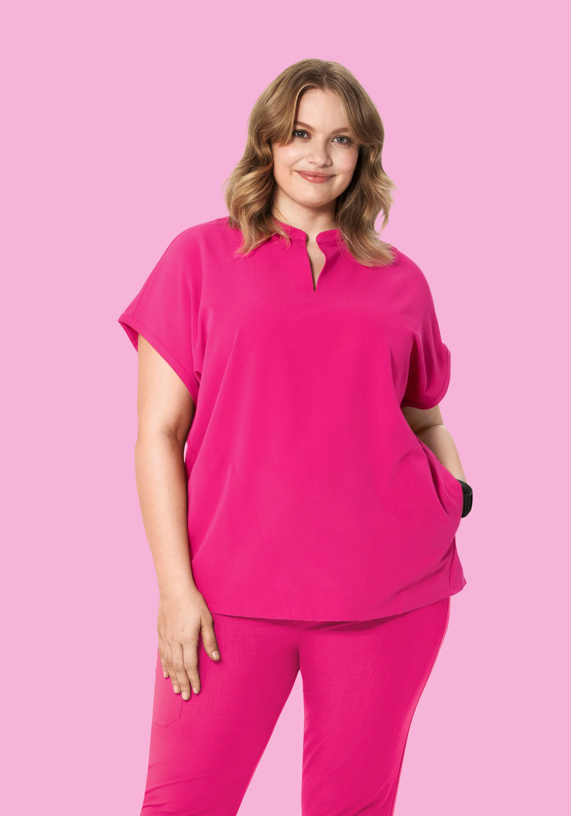Mandarin Dolman Top Shocking Pink - Image 6