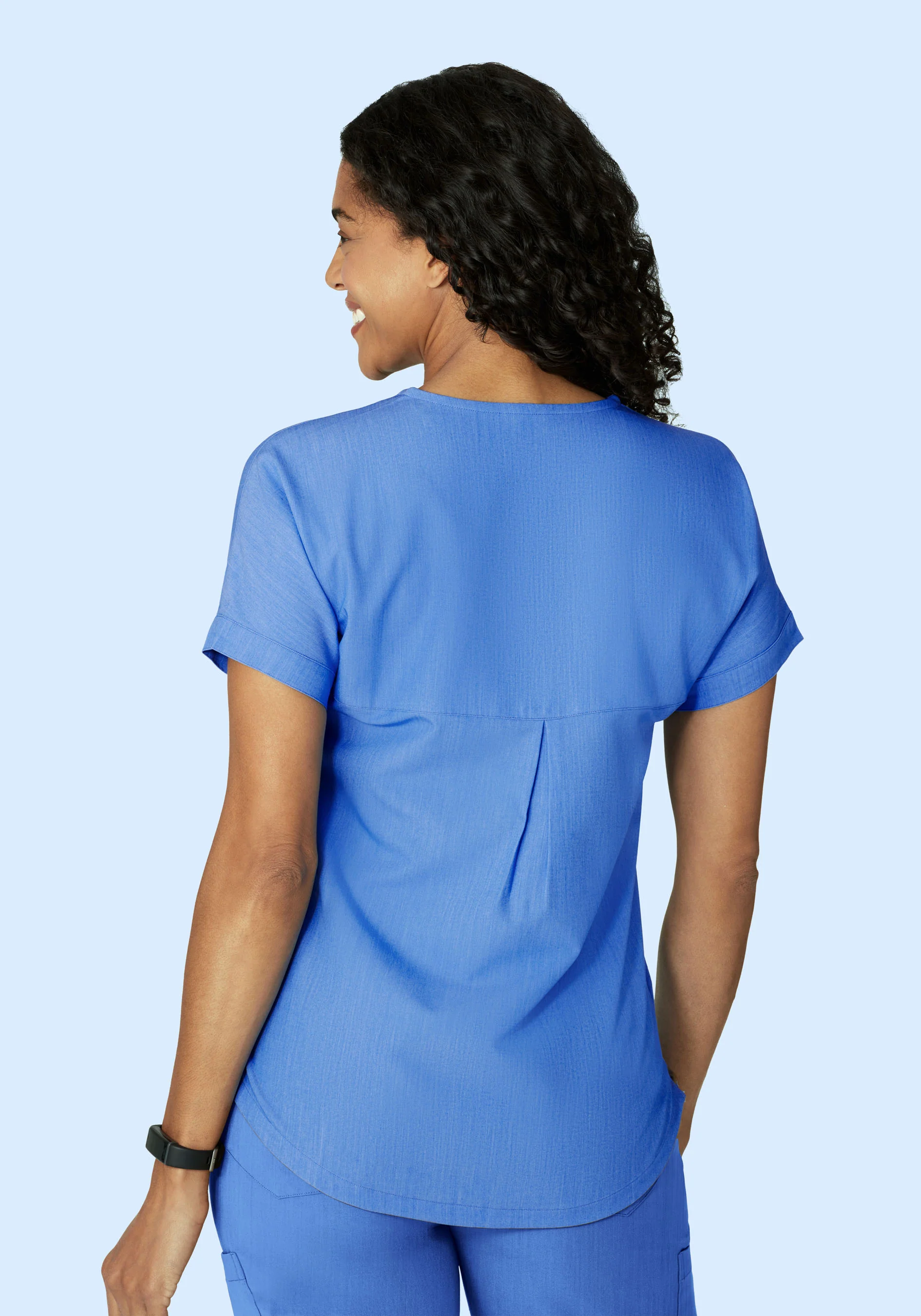 Oversized V Neck Top Heather Blue - Image 4