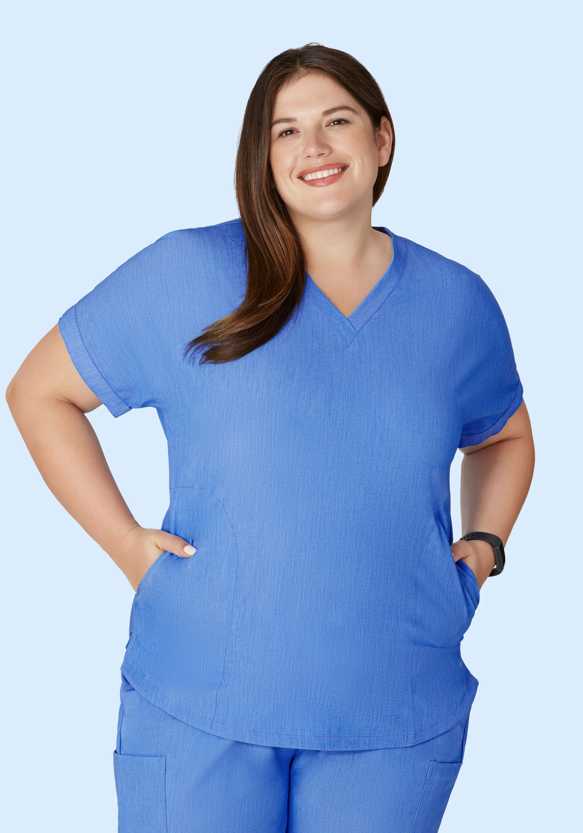 Oversized V Neck Top Heather Blue - Image 9