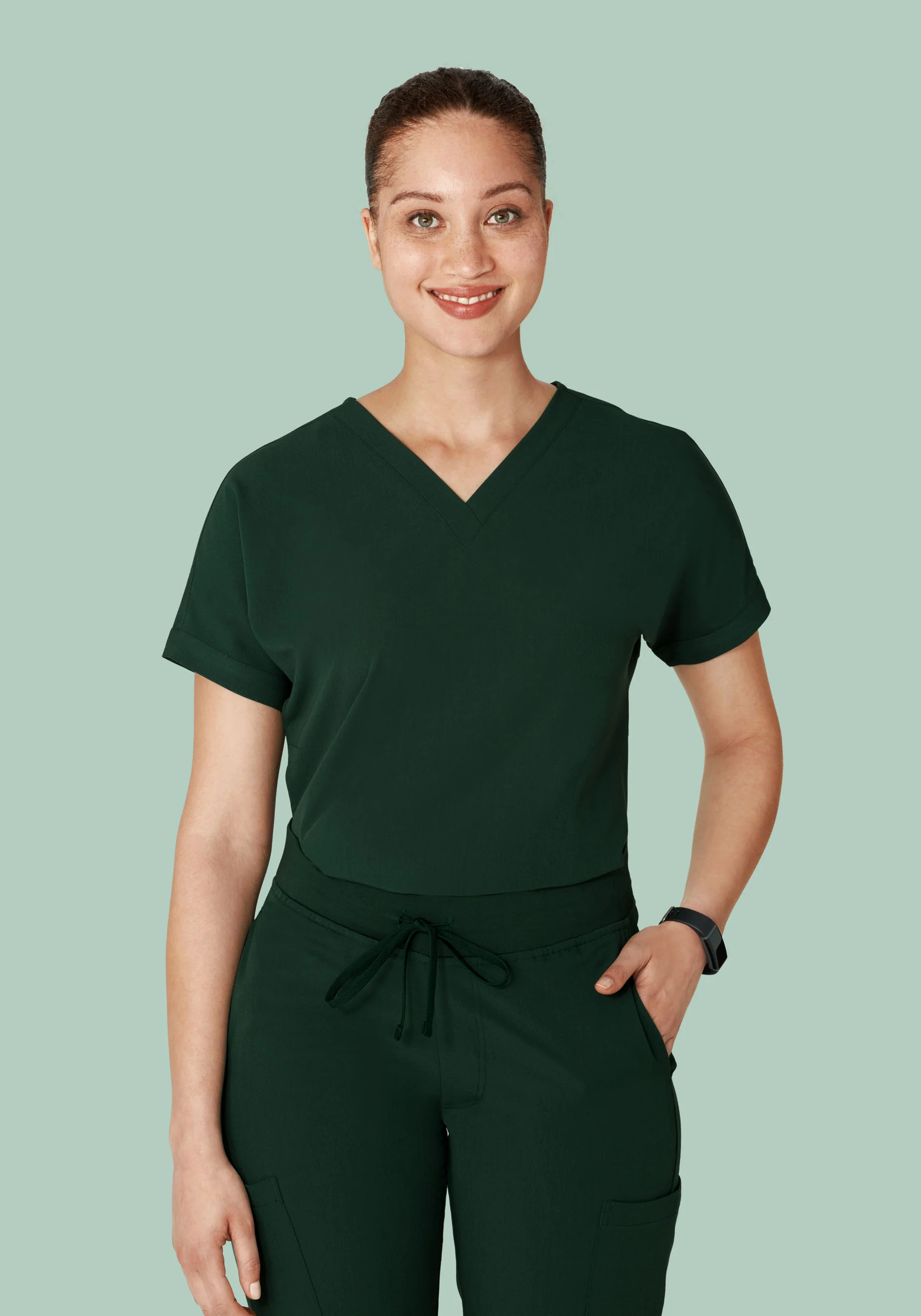 Oversized V Neck Top Midnight Green - Image 2