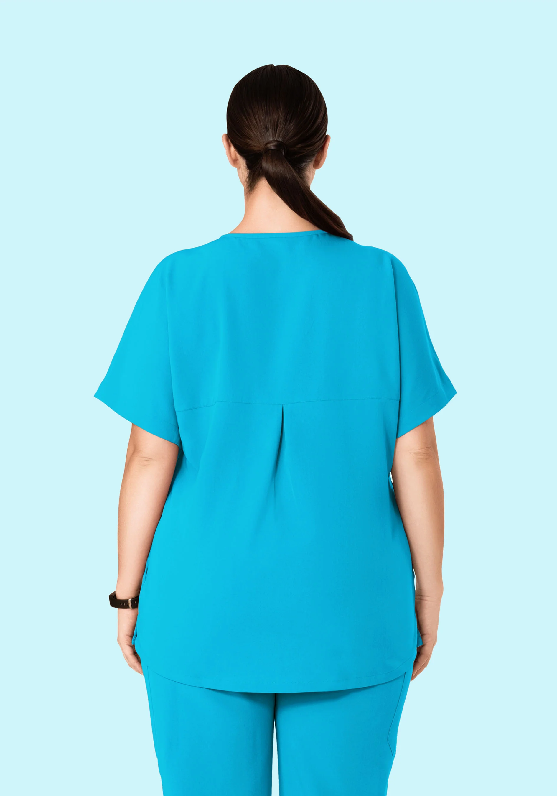 Oversized V Neck Top Pacific Blue - Image 10