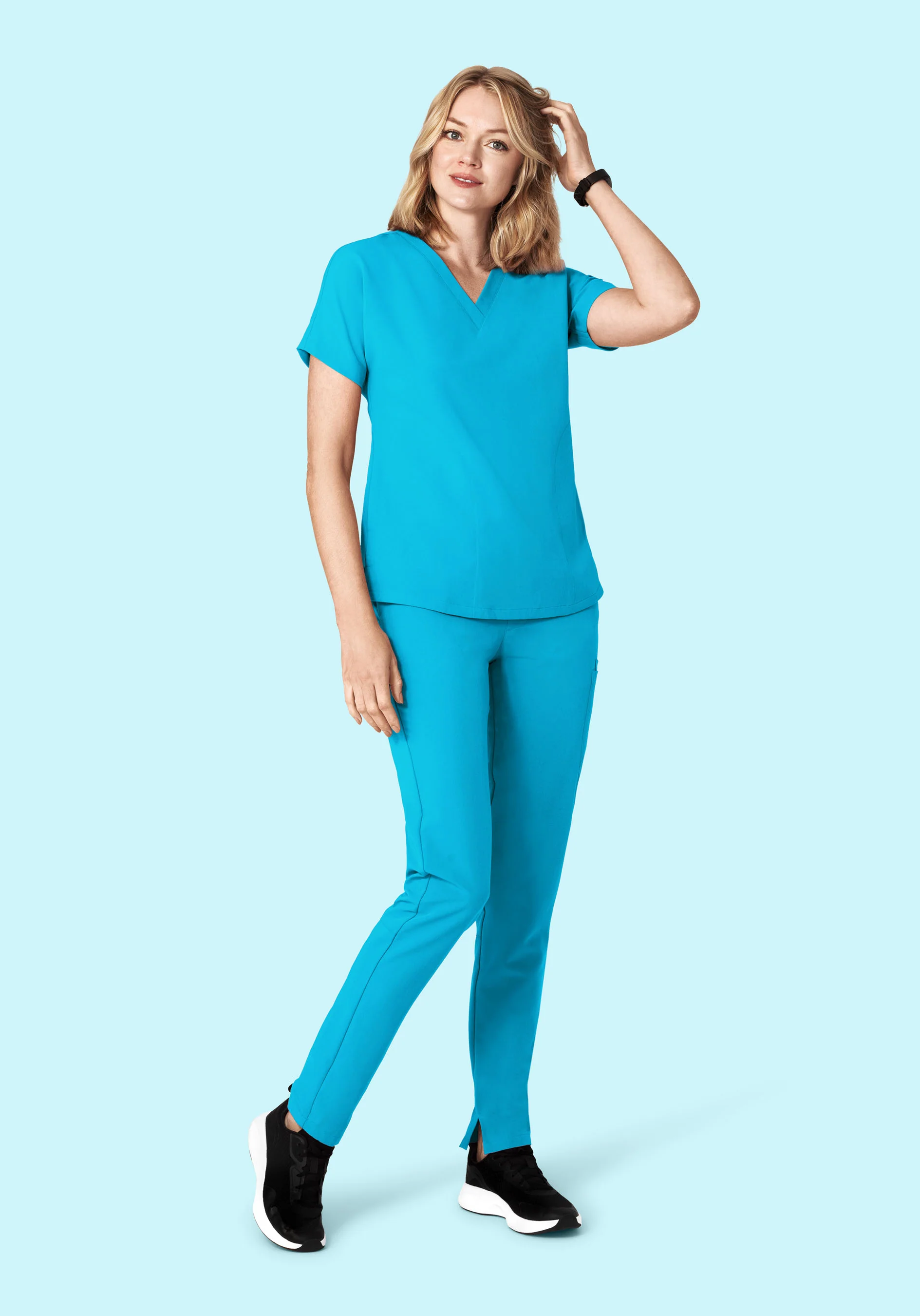 Oversized V Neck Top Pacific Blue - Image 3
