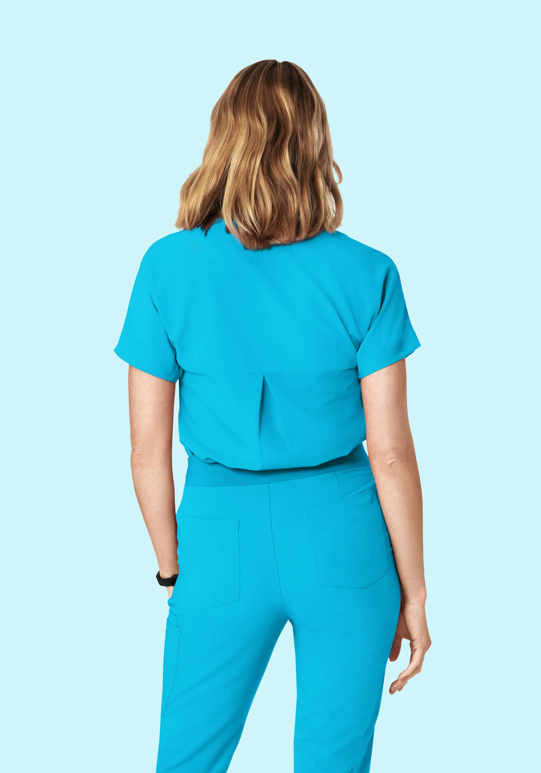 Oversized V Neck Top Pacific Blue - Image 4