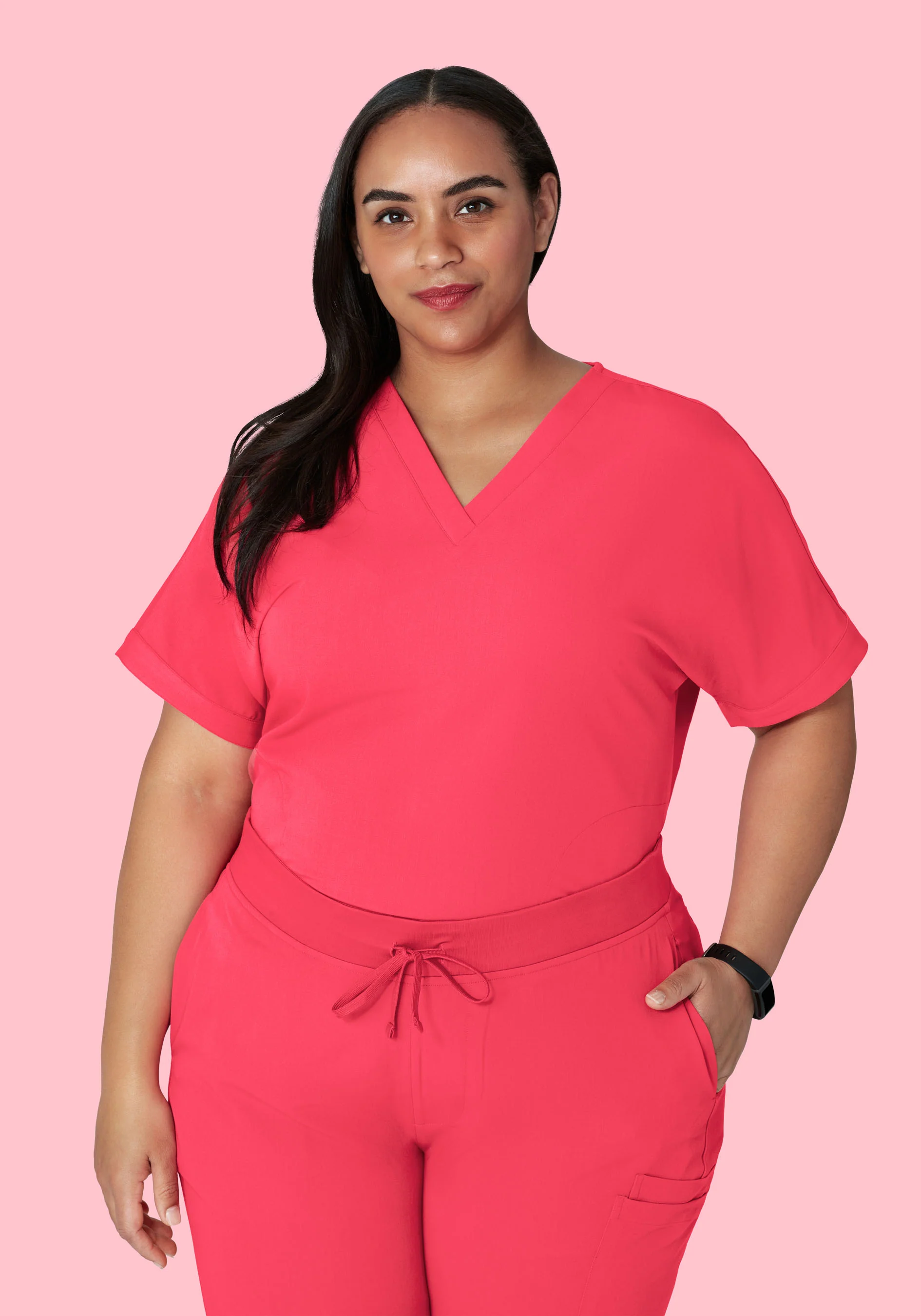 Oversized V Neck Top Paradise Pink - Image 8