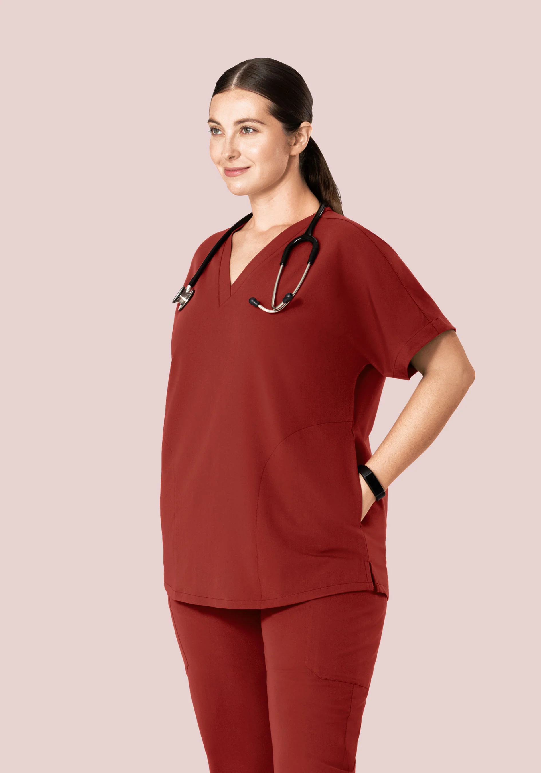 Oversized V Neck Top Rosewood - Image 6