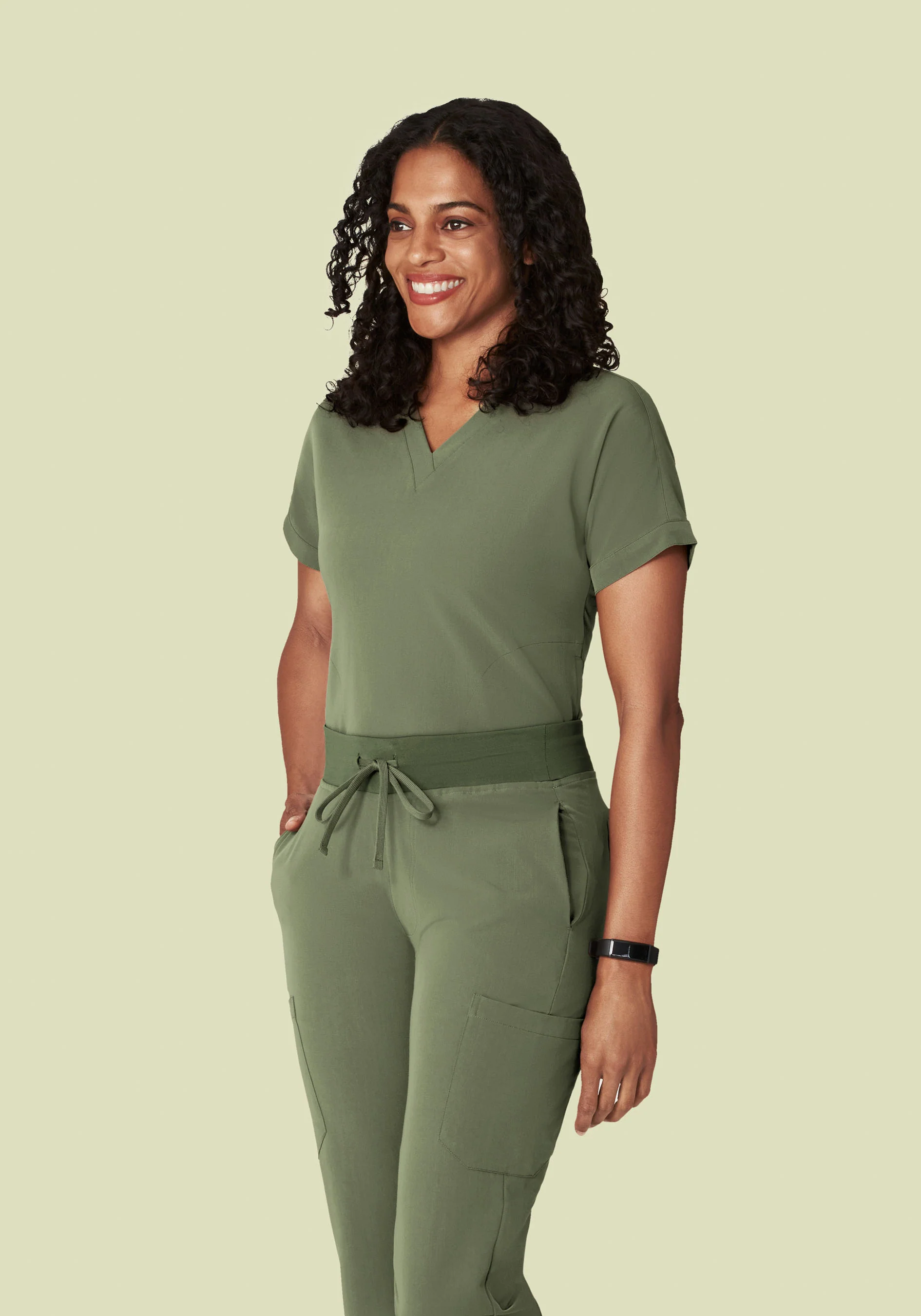 Oversized V Neck Top Sage - Image 2