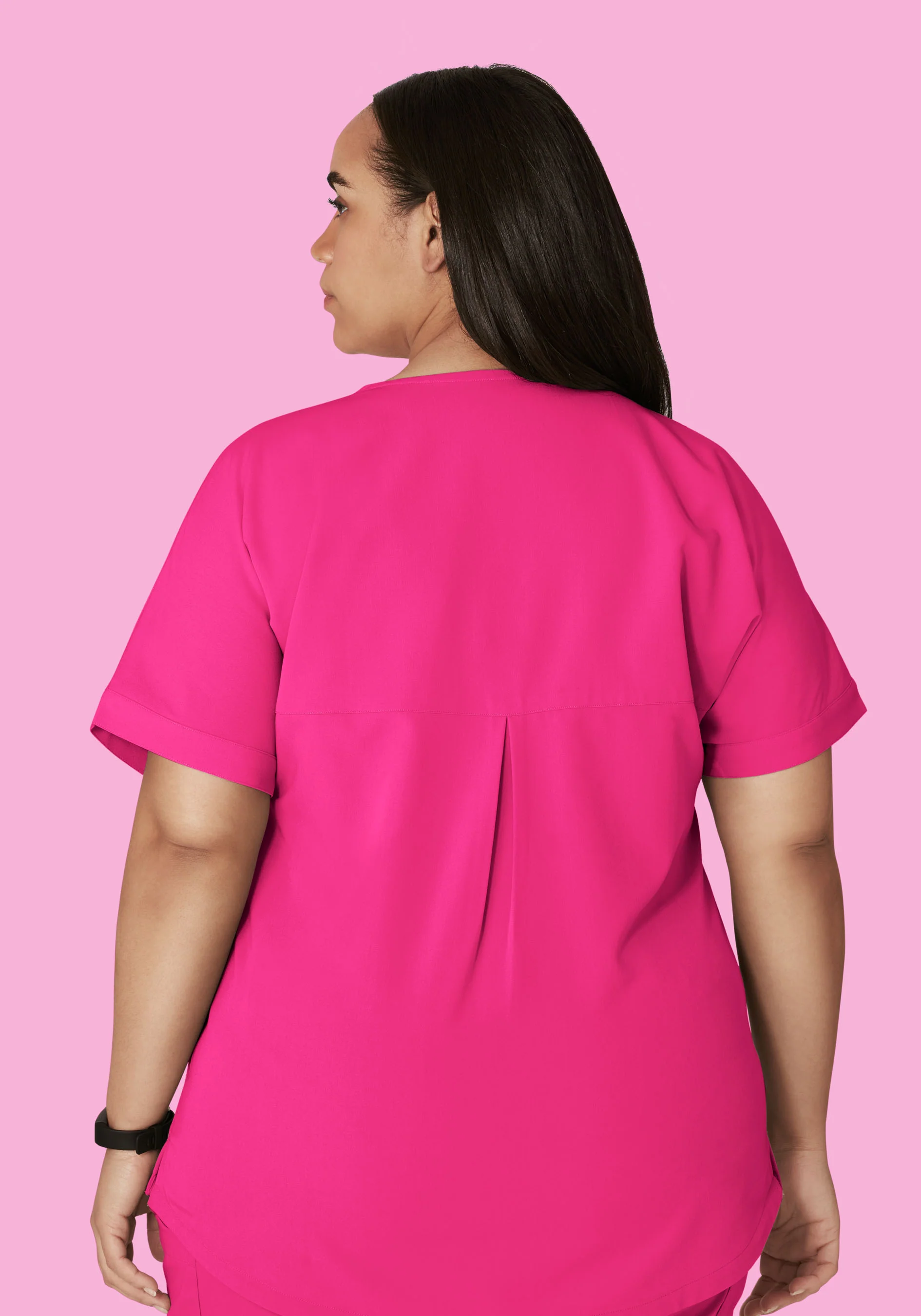 Oversized V Neck Top Shocking Pink - Image 10
