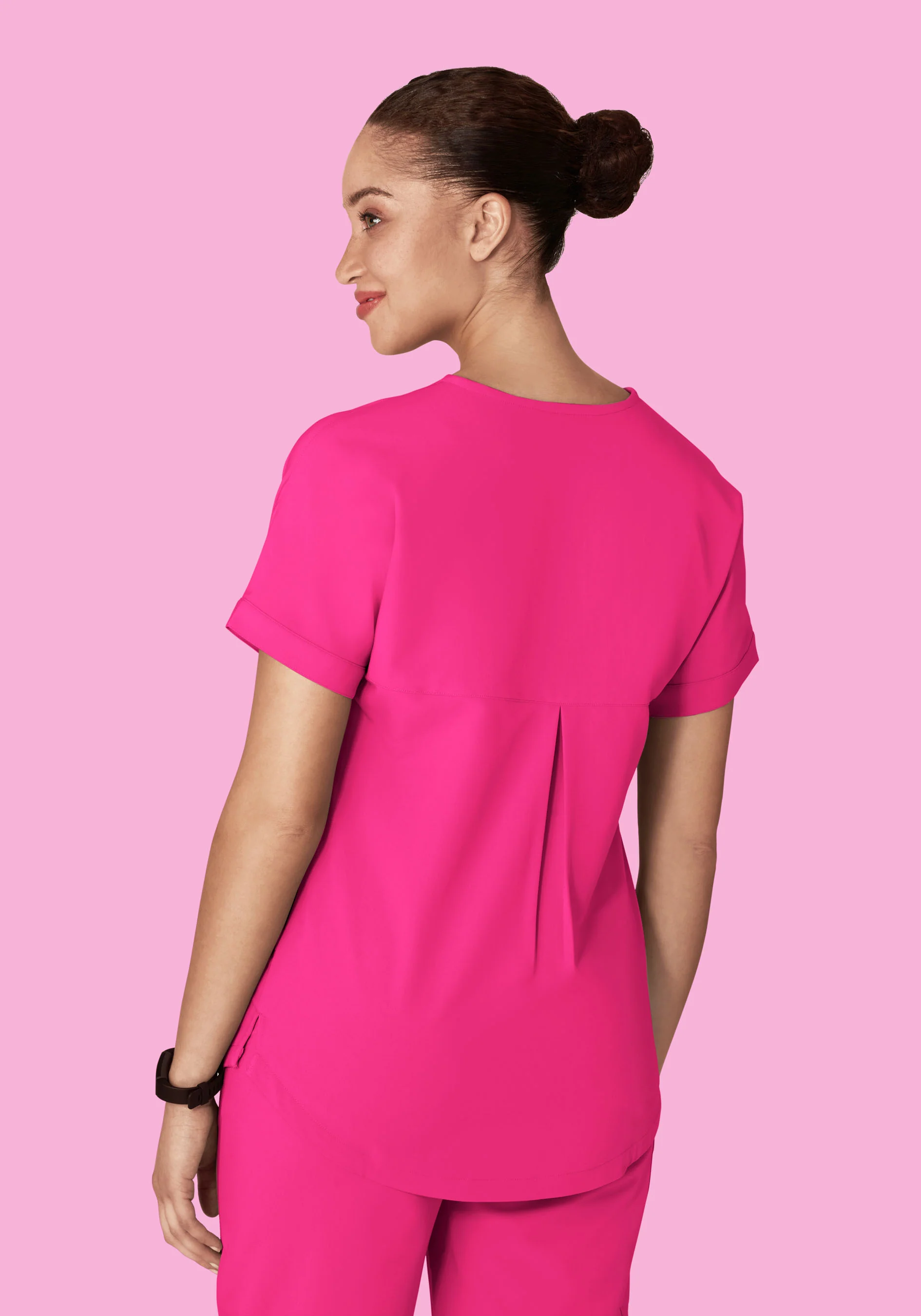 Oversized V Neck Top Shocking Pink - Image 5