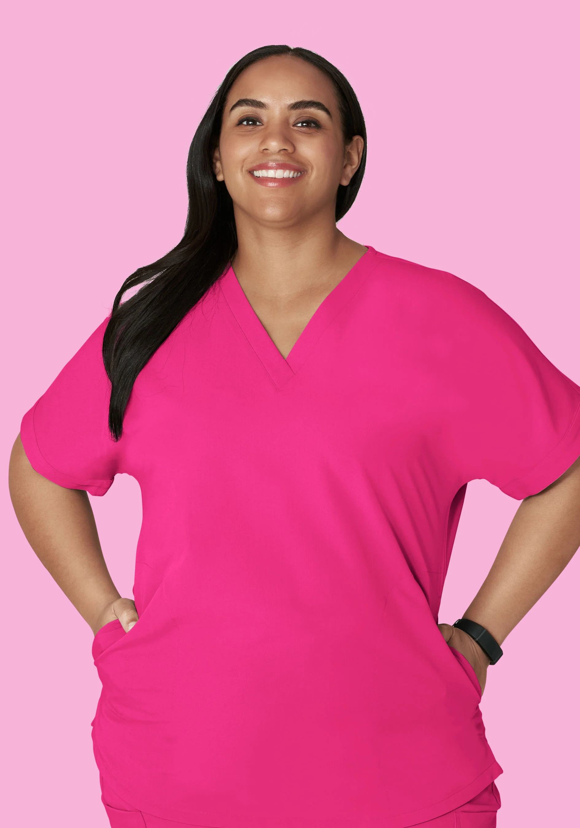 Oversized V Neck Top Shocking Pink - Image 6