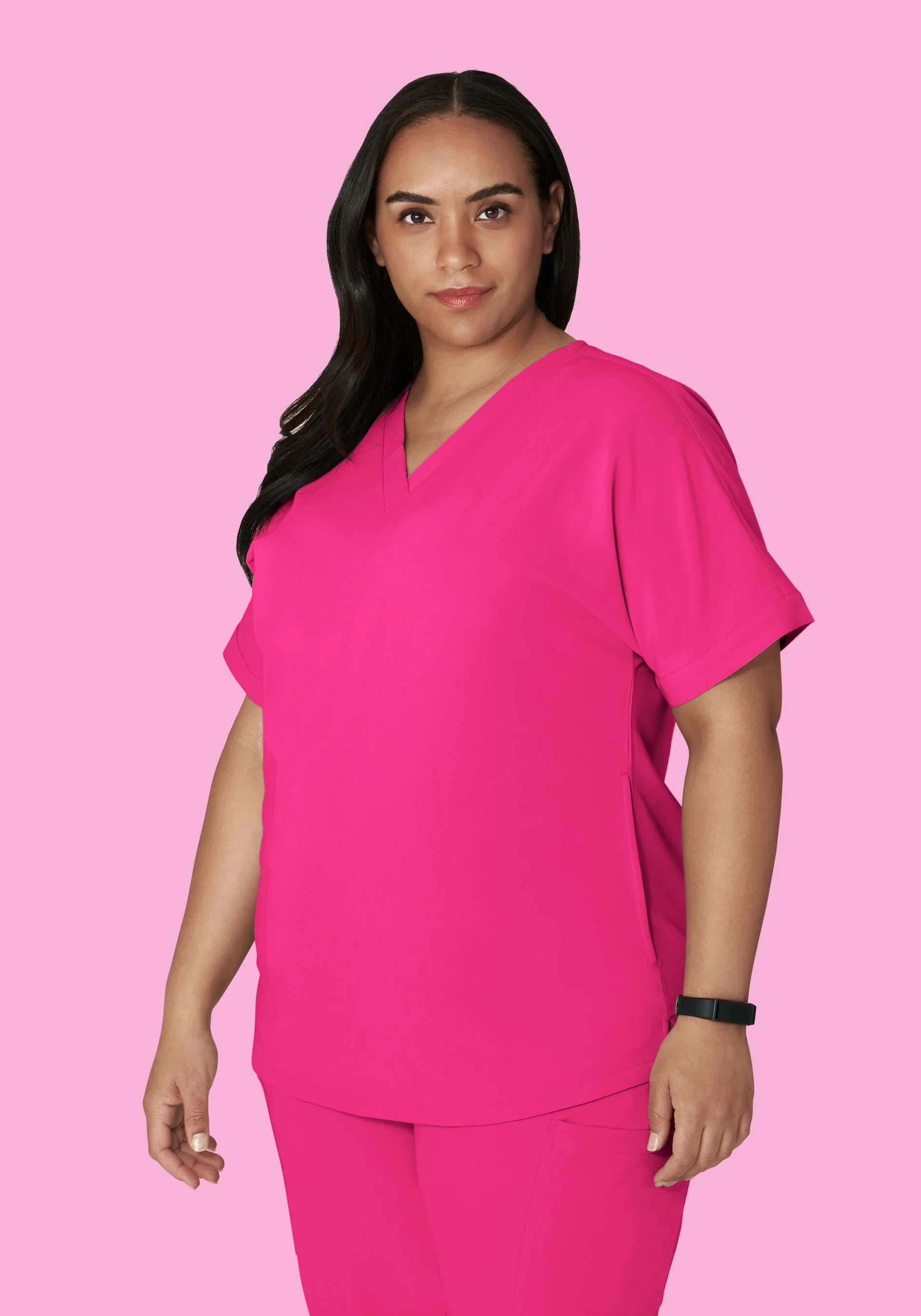 Oversized V Neck Top Shocking Pink - Image 8