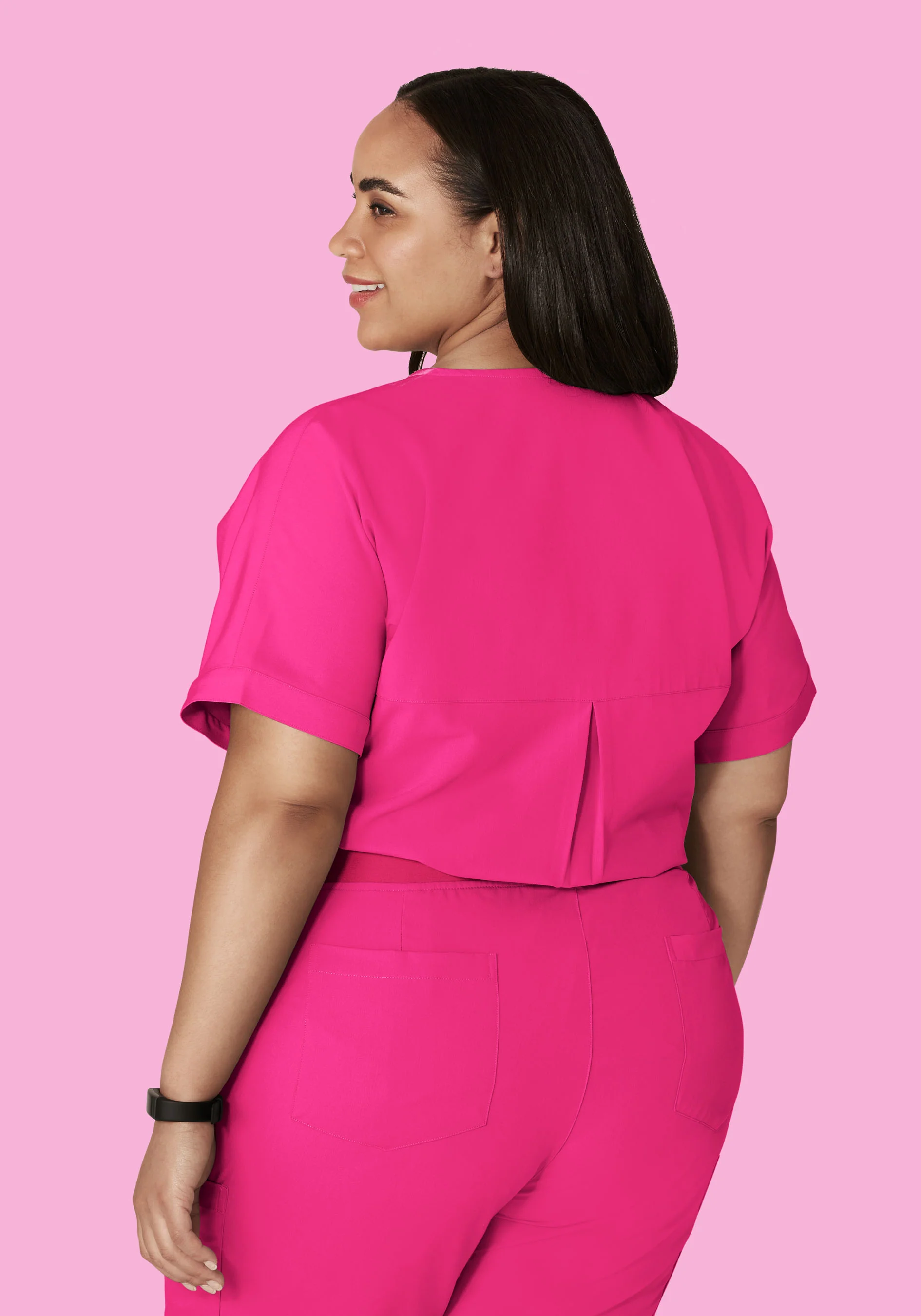 Oversized V Neck Top Shocking Pink - Image 9