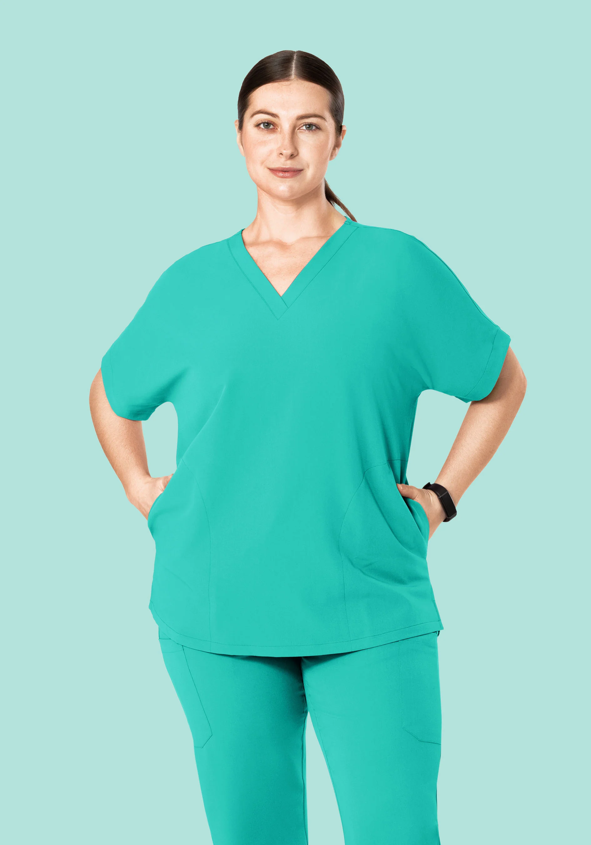 Oversized V Neck Top Surgical Green - Image 7