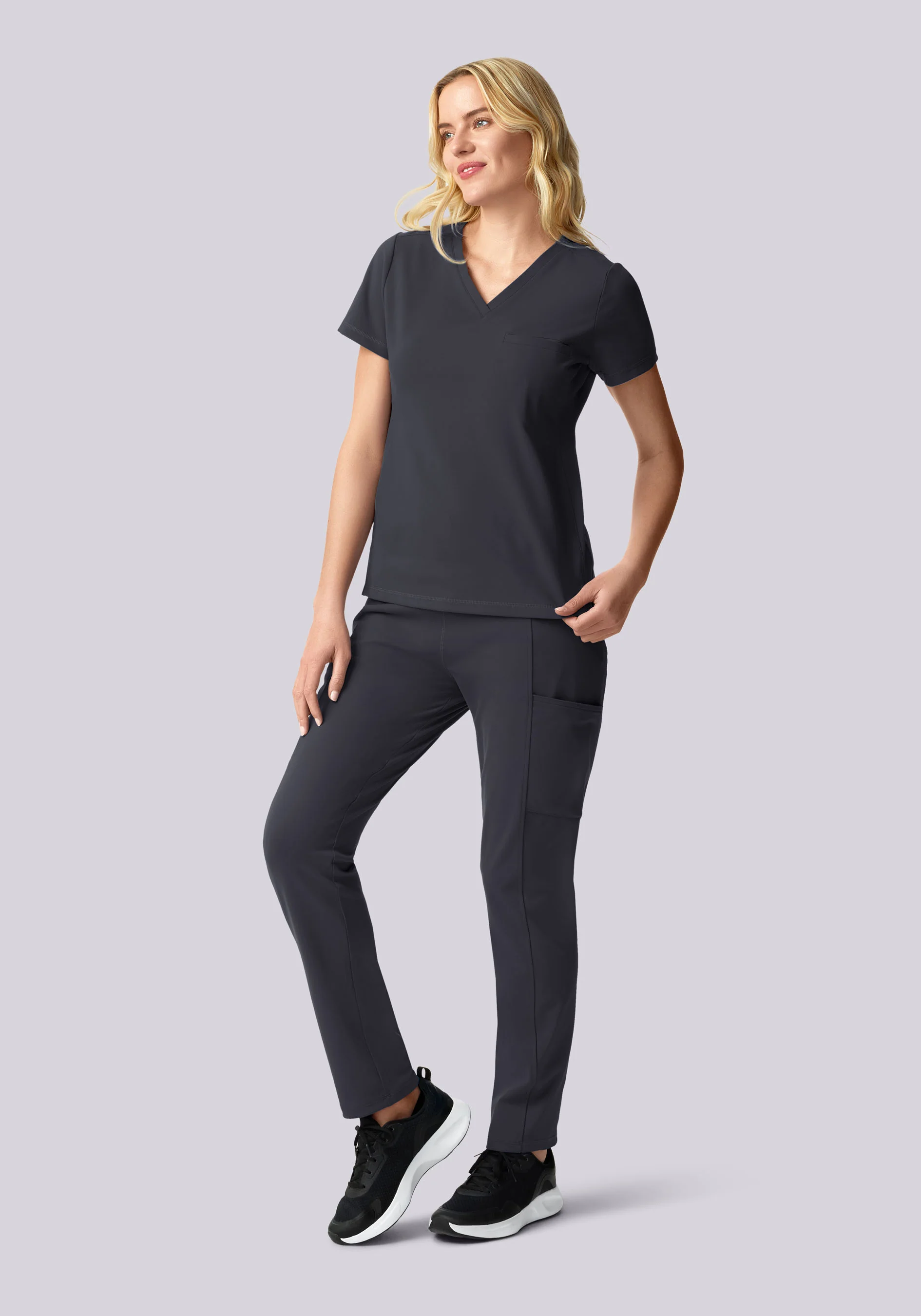 Soft Stretch Chest Pocket Top Pewter - Image 3