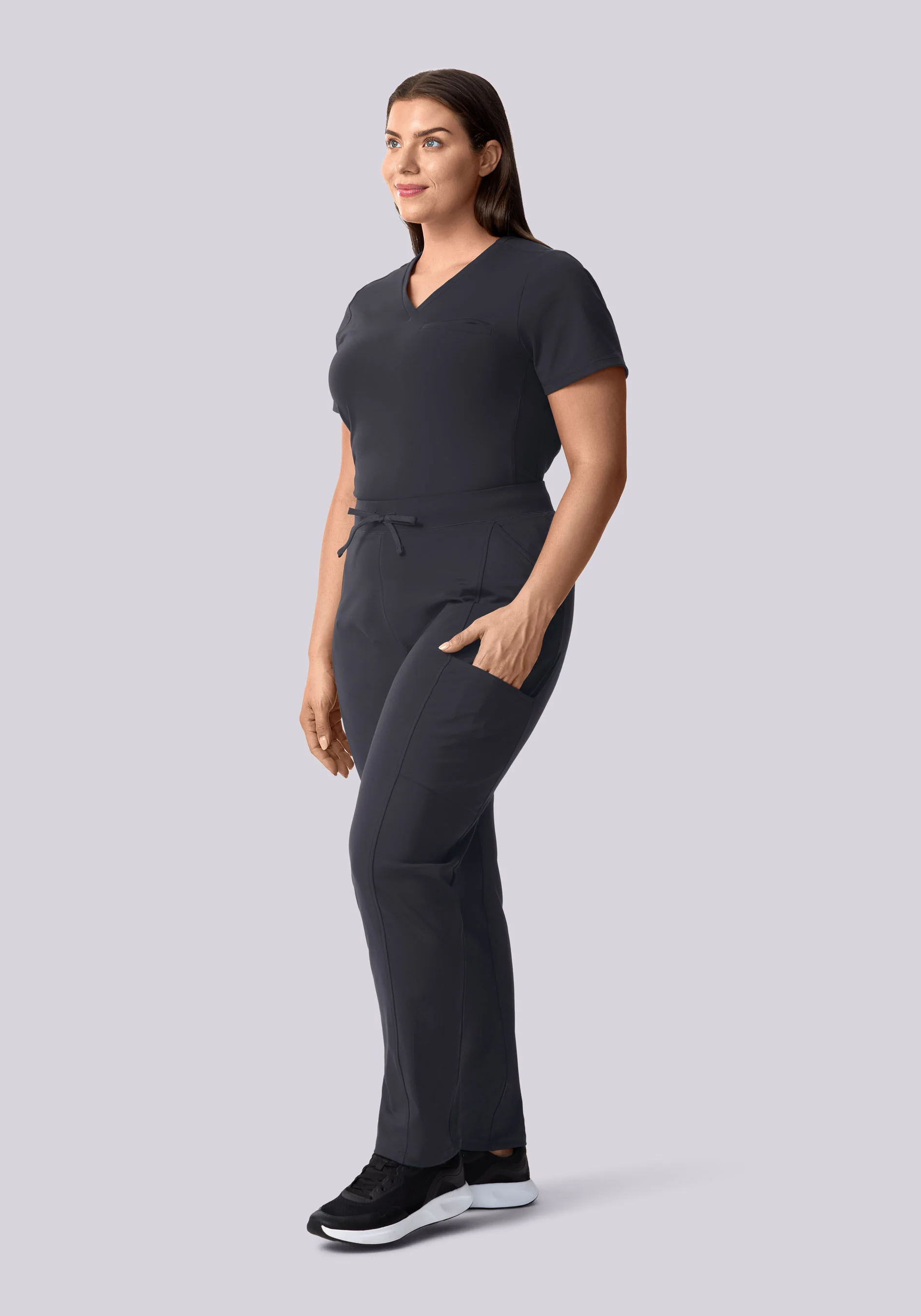 Soft Stretch Chest Pocket Top Pewter - Image 7