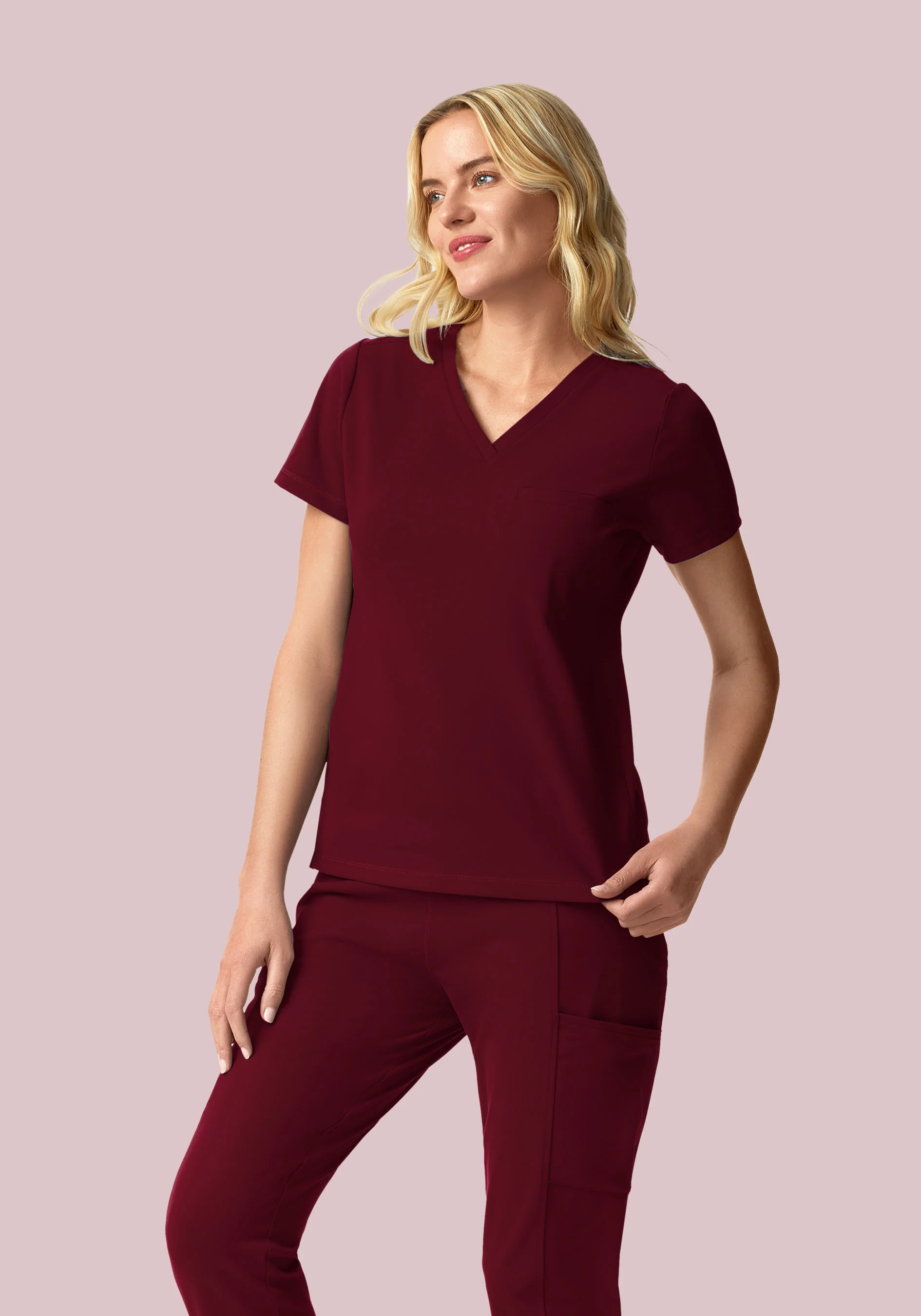 Soft Stretch Chest Pocket Top Wine