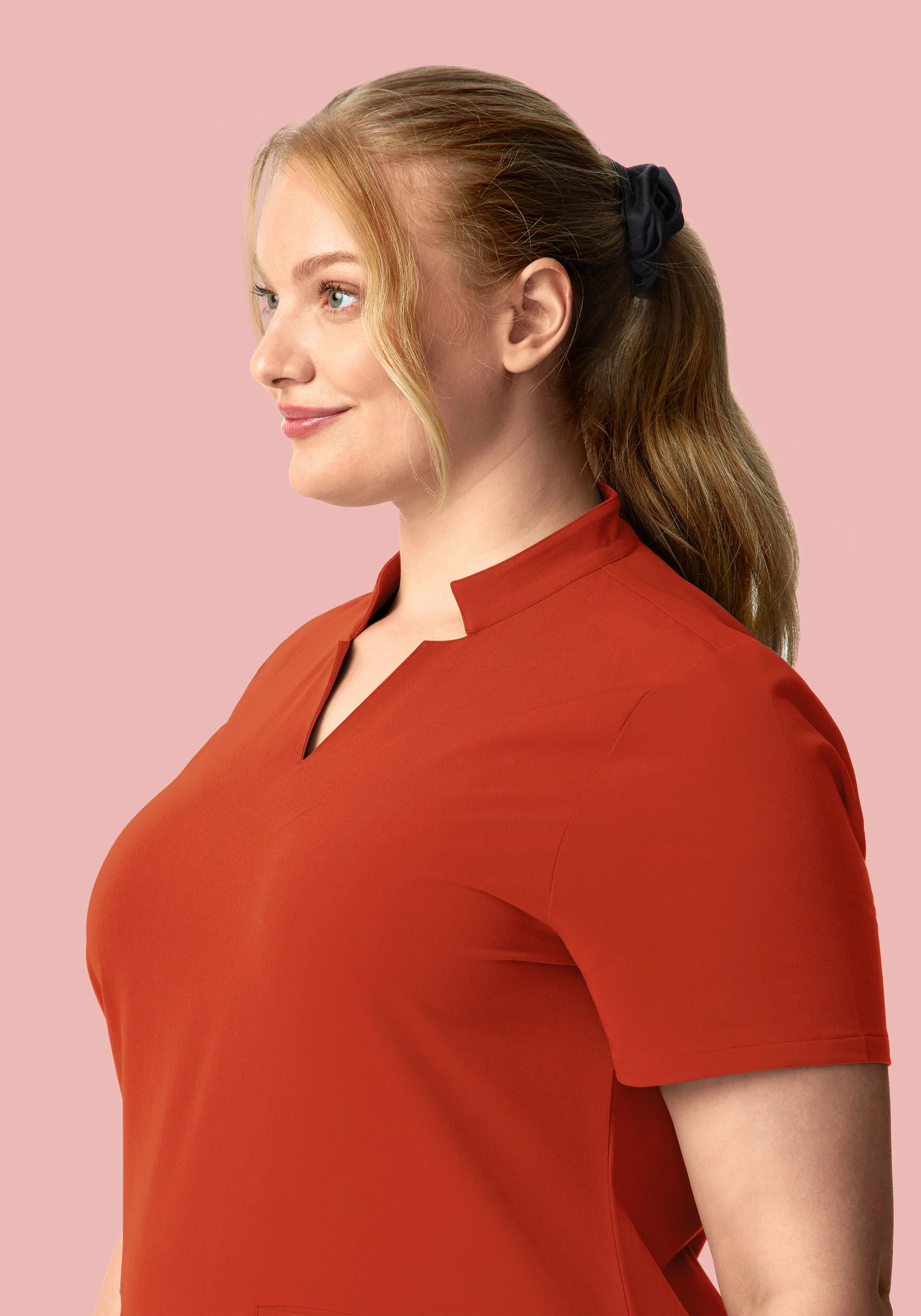 Stand Collar Notch Neck Top Rust - Image 7