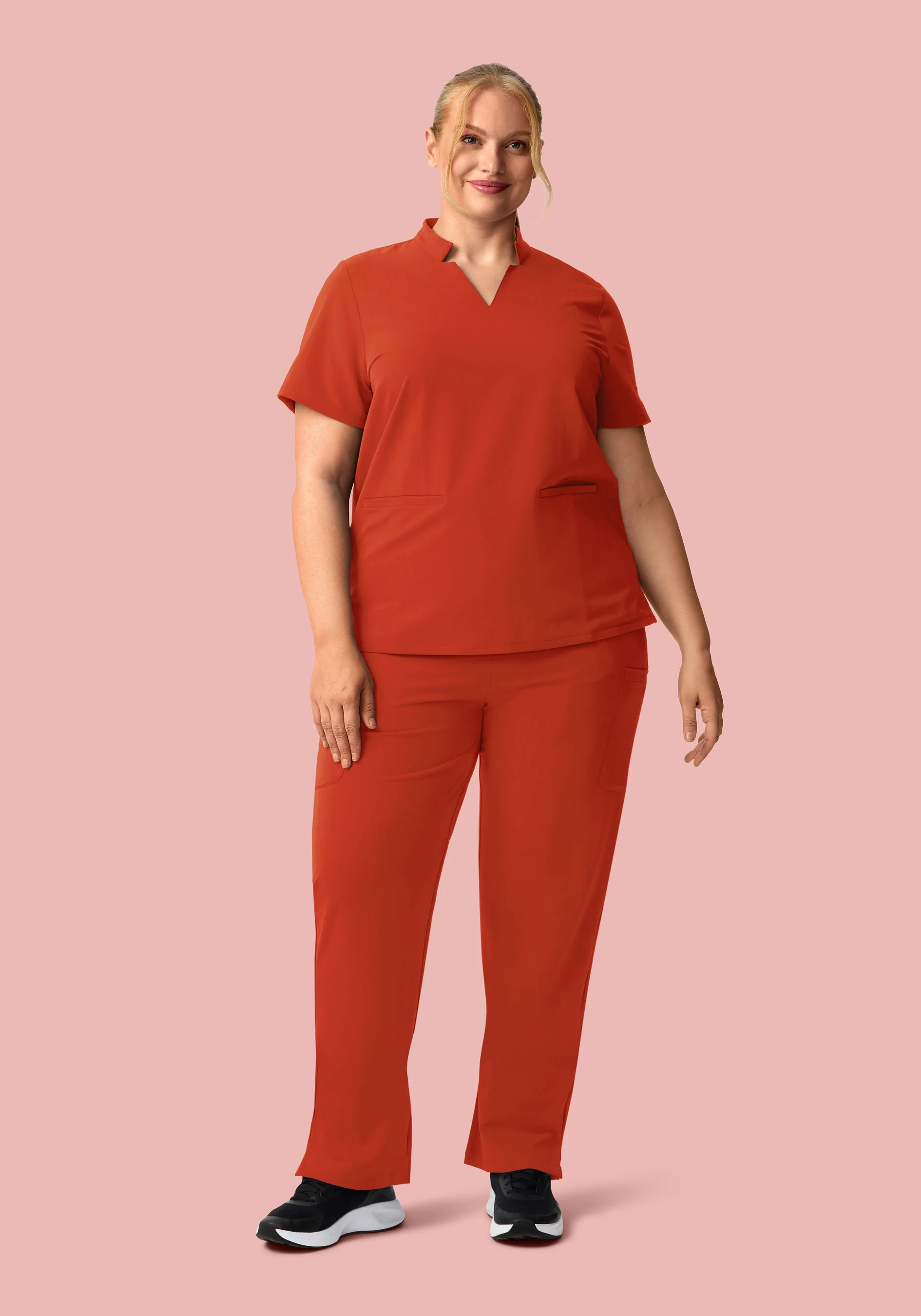 Stand Collar Notch Neck Top Rust - Image 8