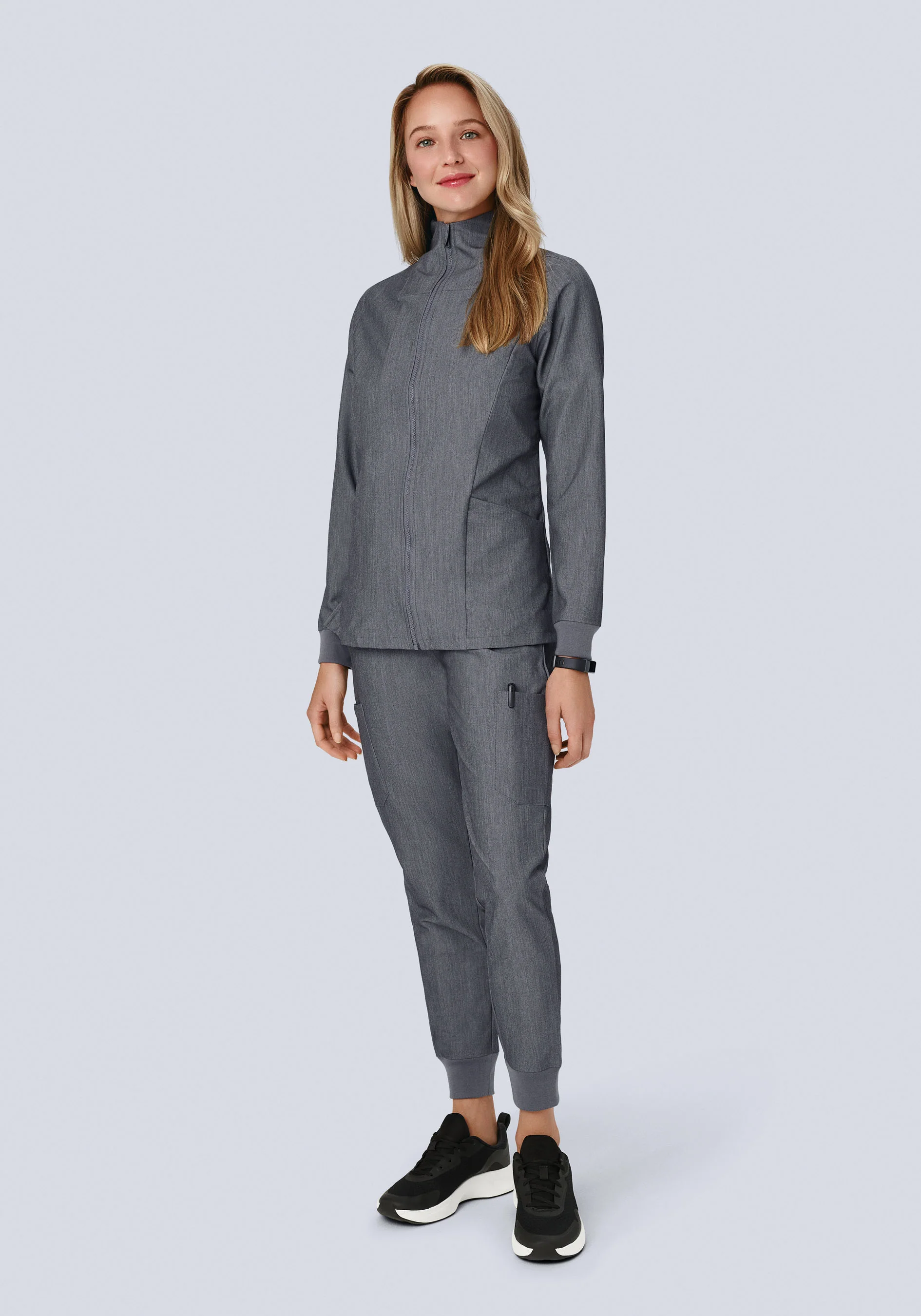 Women's Modern Scrub Jacket Gray - Image 3