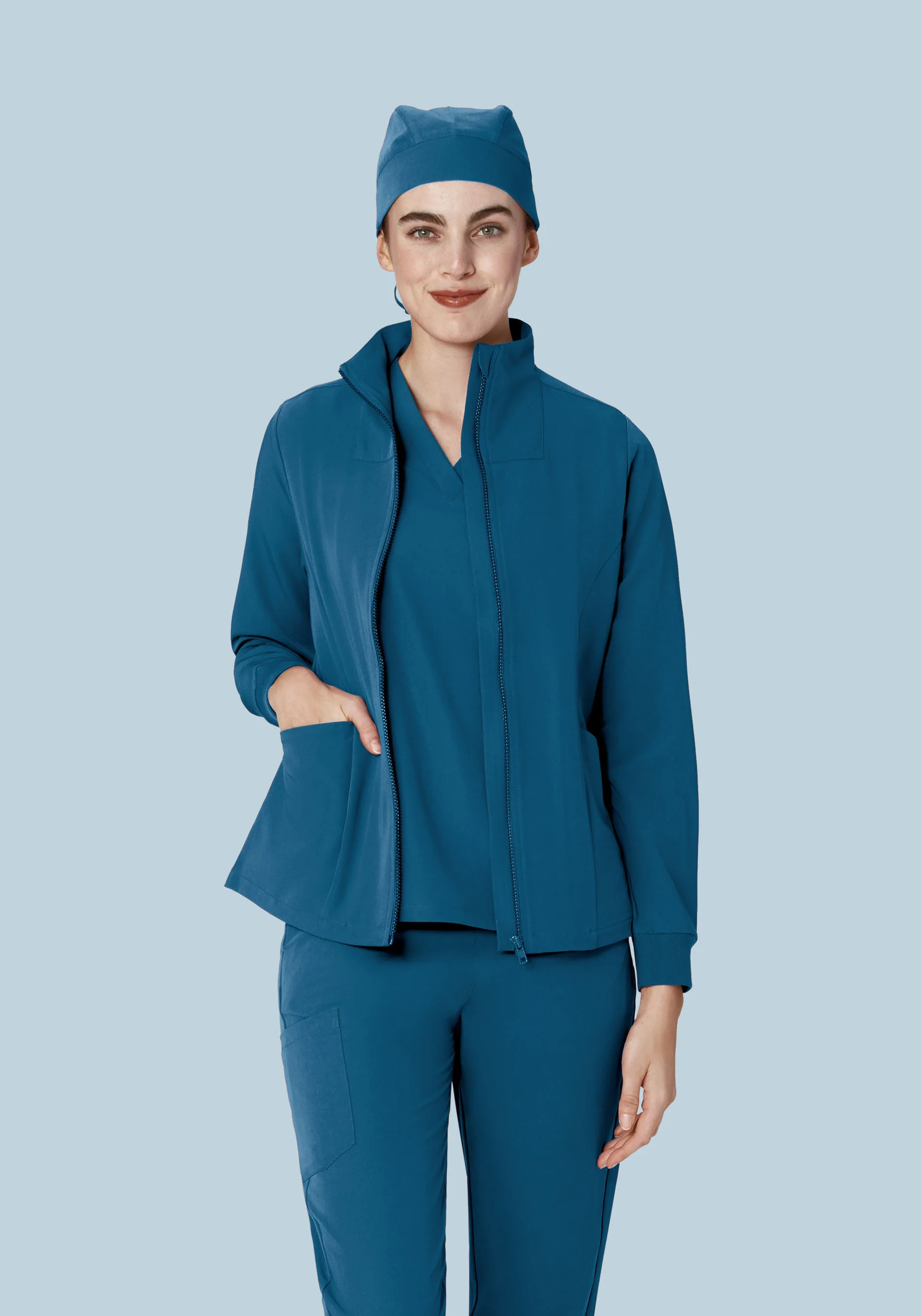 Women's Modern Scrub Jacket Harbor Blue - Image 4