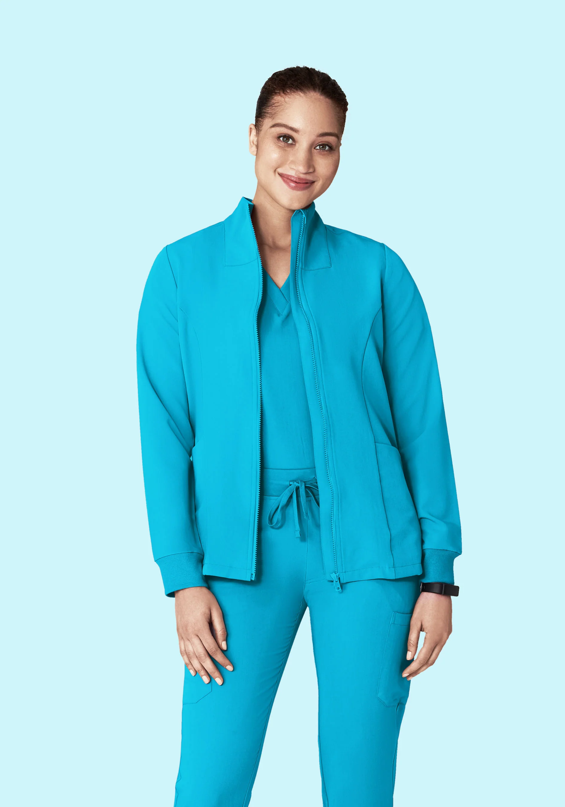 Women's Modern Scrub Jacket Pacific Blue - Image 2