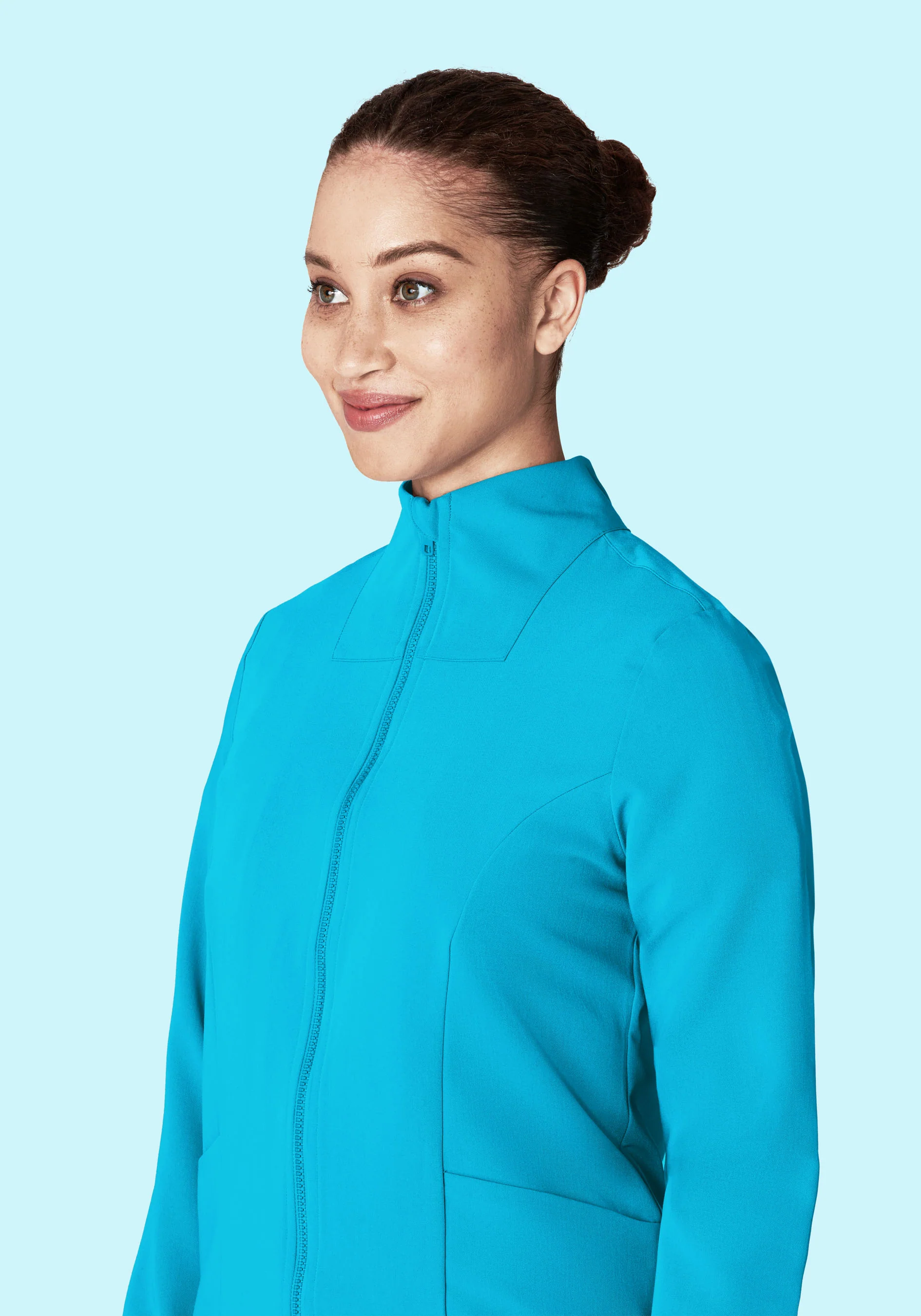 Women's Modern Scrub Jacket Pacific Blue - Image 3