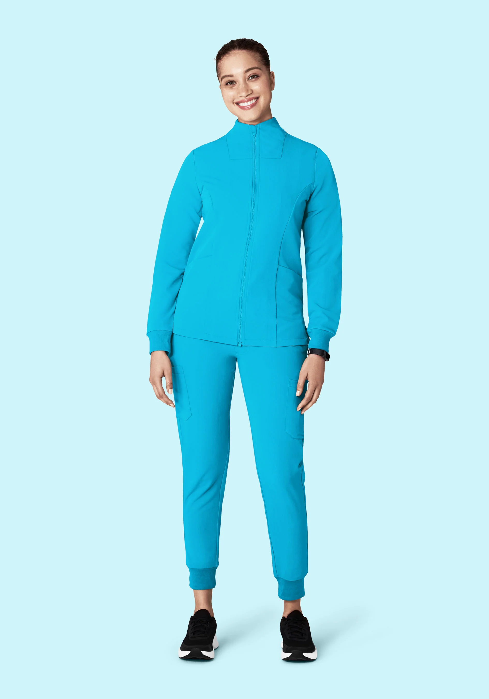 Women's Modern Scrub Jacket Pacific Blue - Image 4